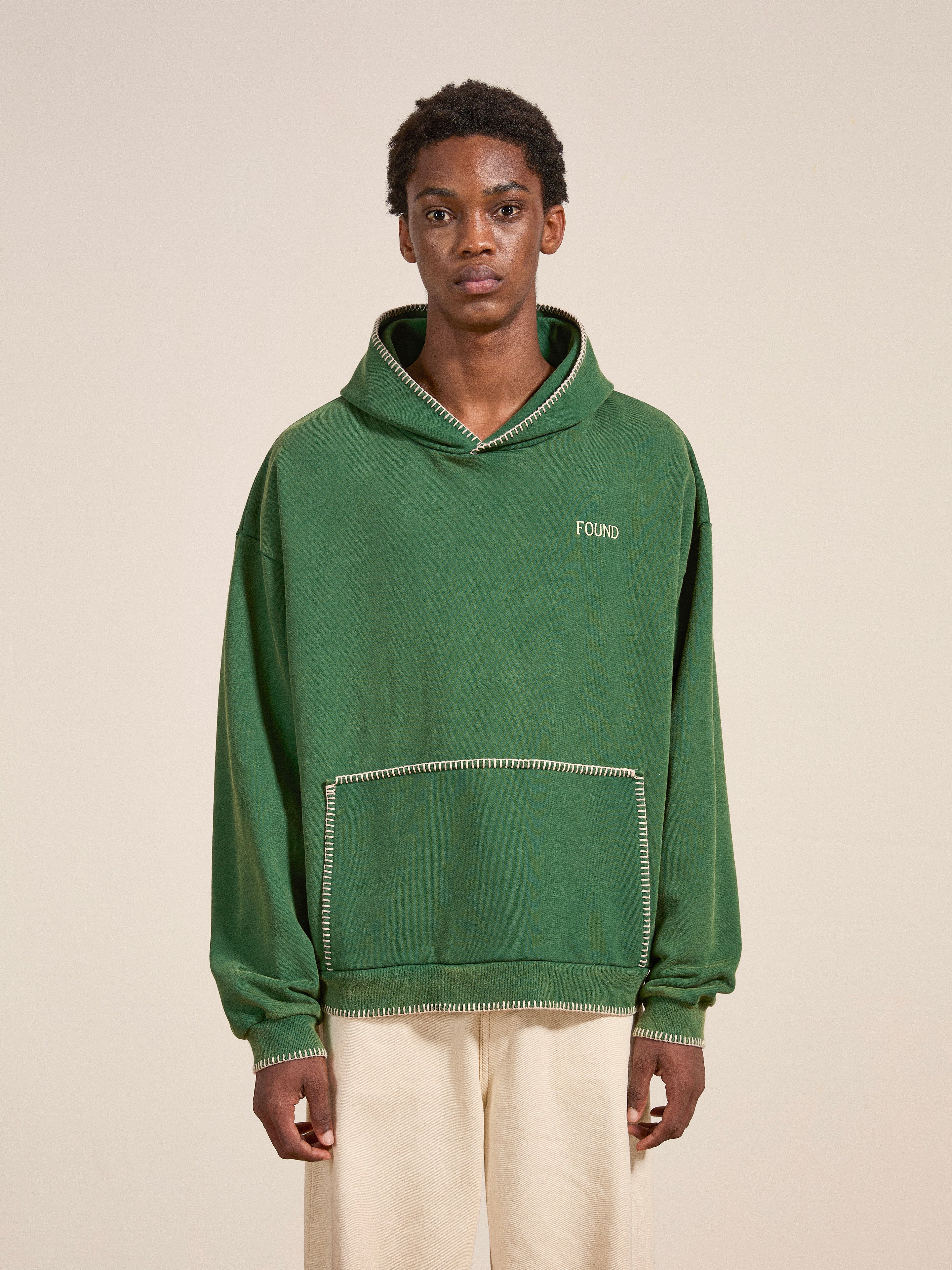 Stitched Border Distressed Logo Hoodie | Modern Menswear by yycbvcnbmmnbm