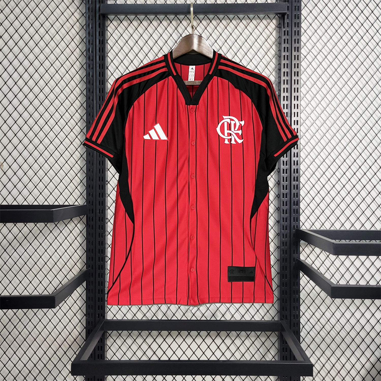 AlphaJersey-Flamengo 25-26 Red Baseball Jersey with Black Stripes