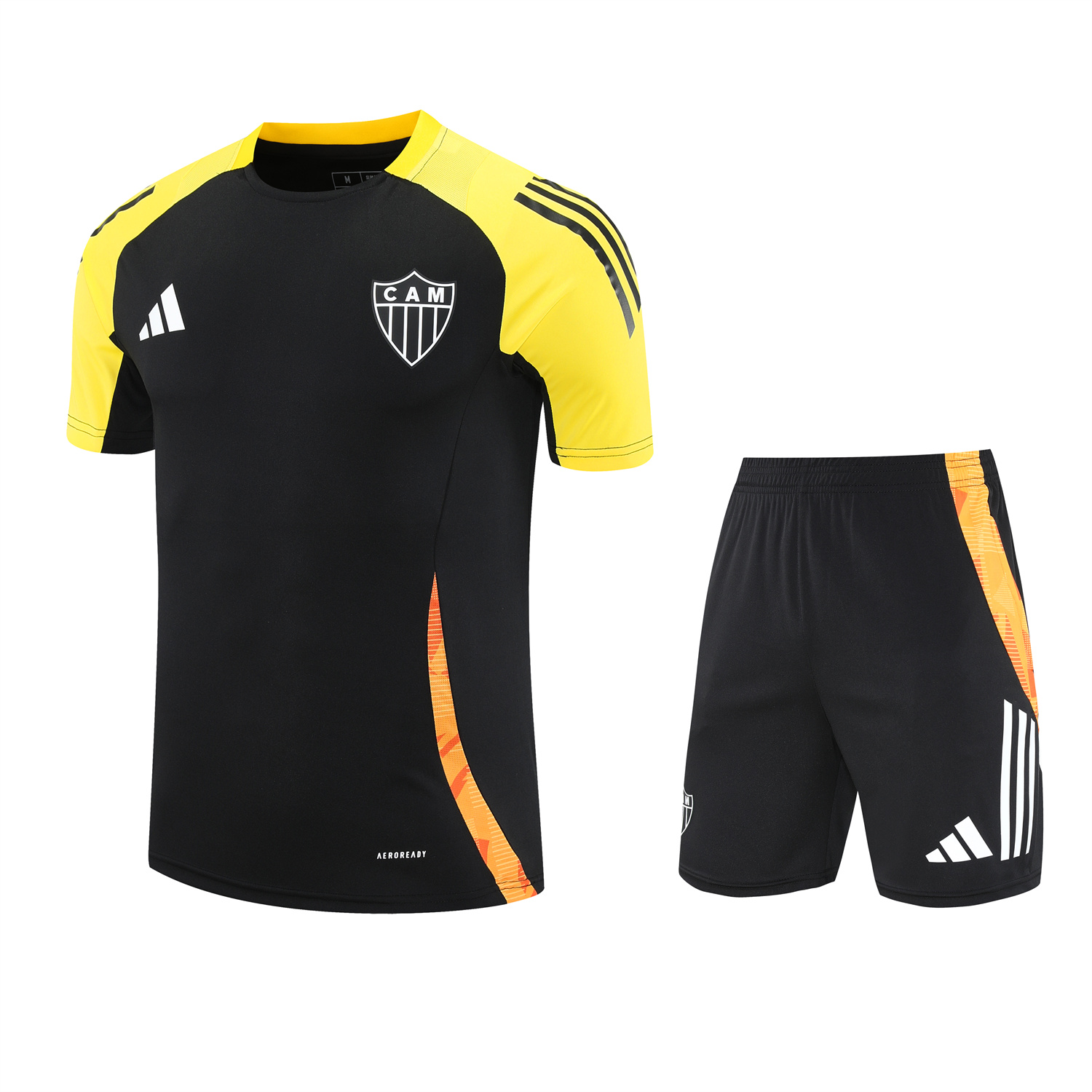 AlphaJersey-Atletico Mineiro 25-26 Short-Sleeve Kids Training Set - Black Top With Black Shorts