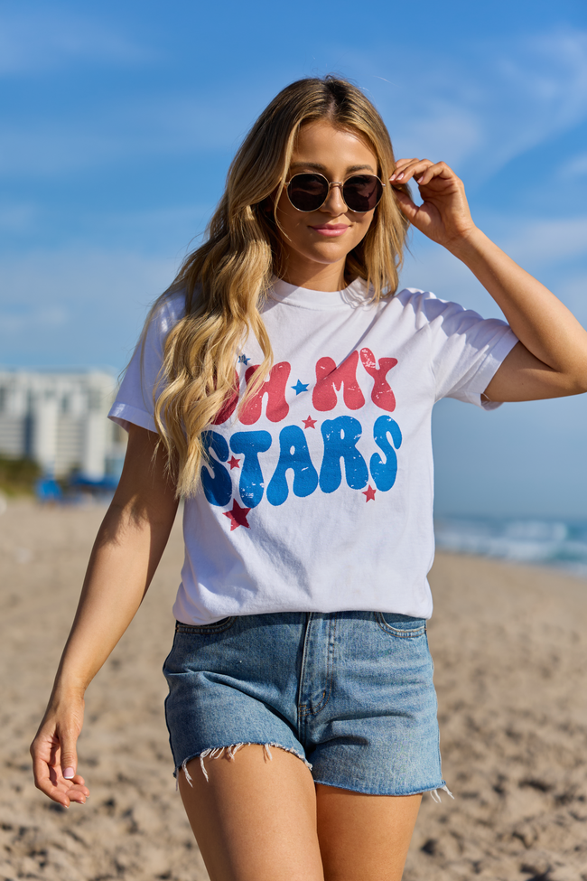 Oh My Stars White Graphic Tee DOORBUSTER | Elegant Women's Fashion by coolavocek