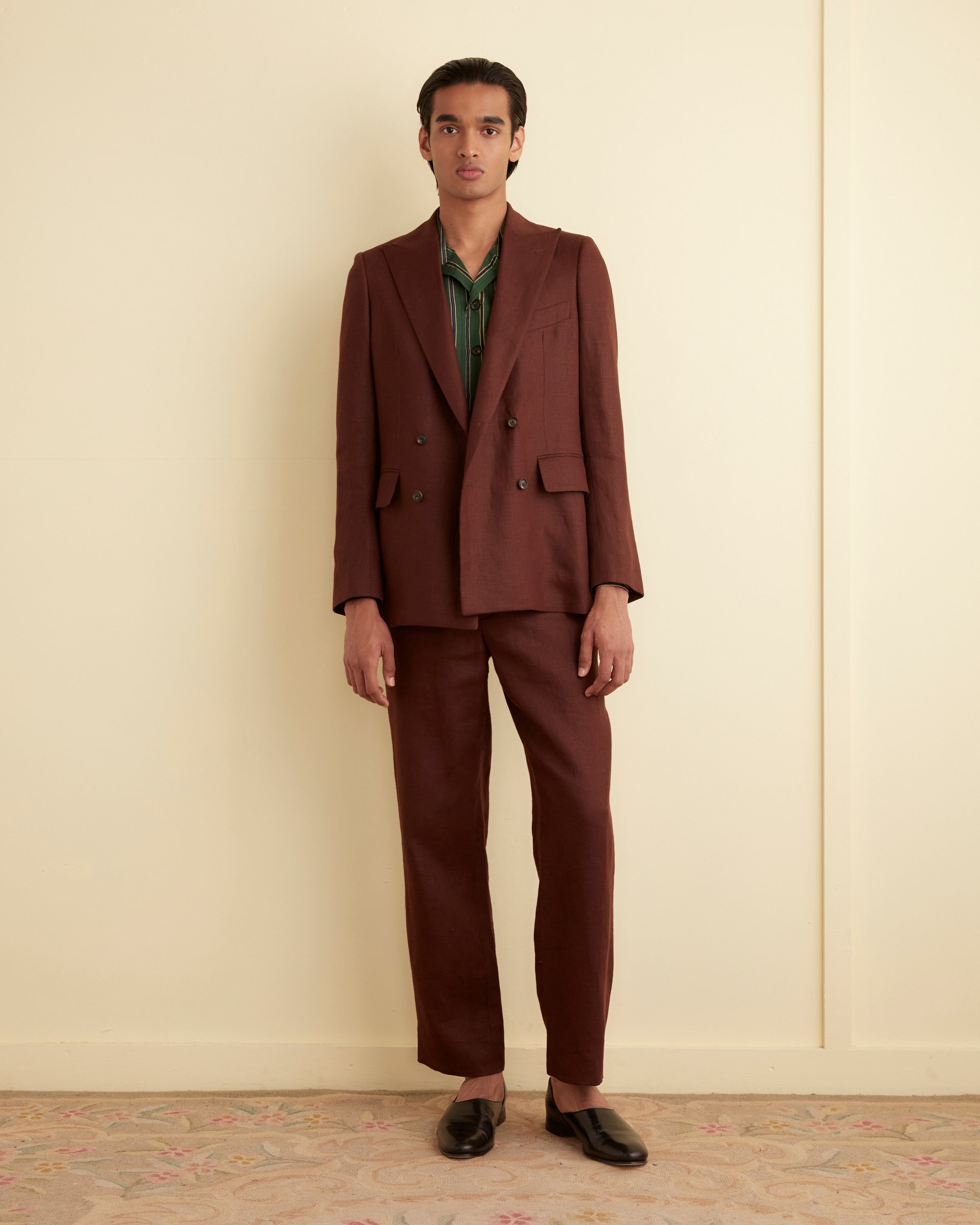 Linen Double-Breasted Suit Jacket - Chocolate | Modern Menswear by yycbvcnbmmnbm