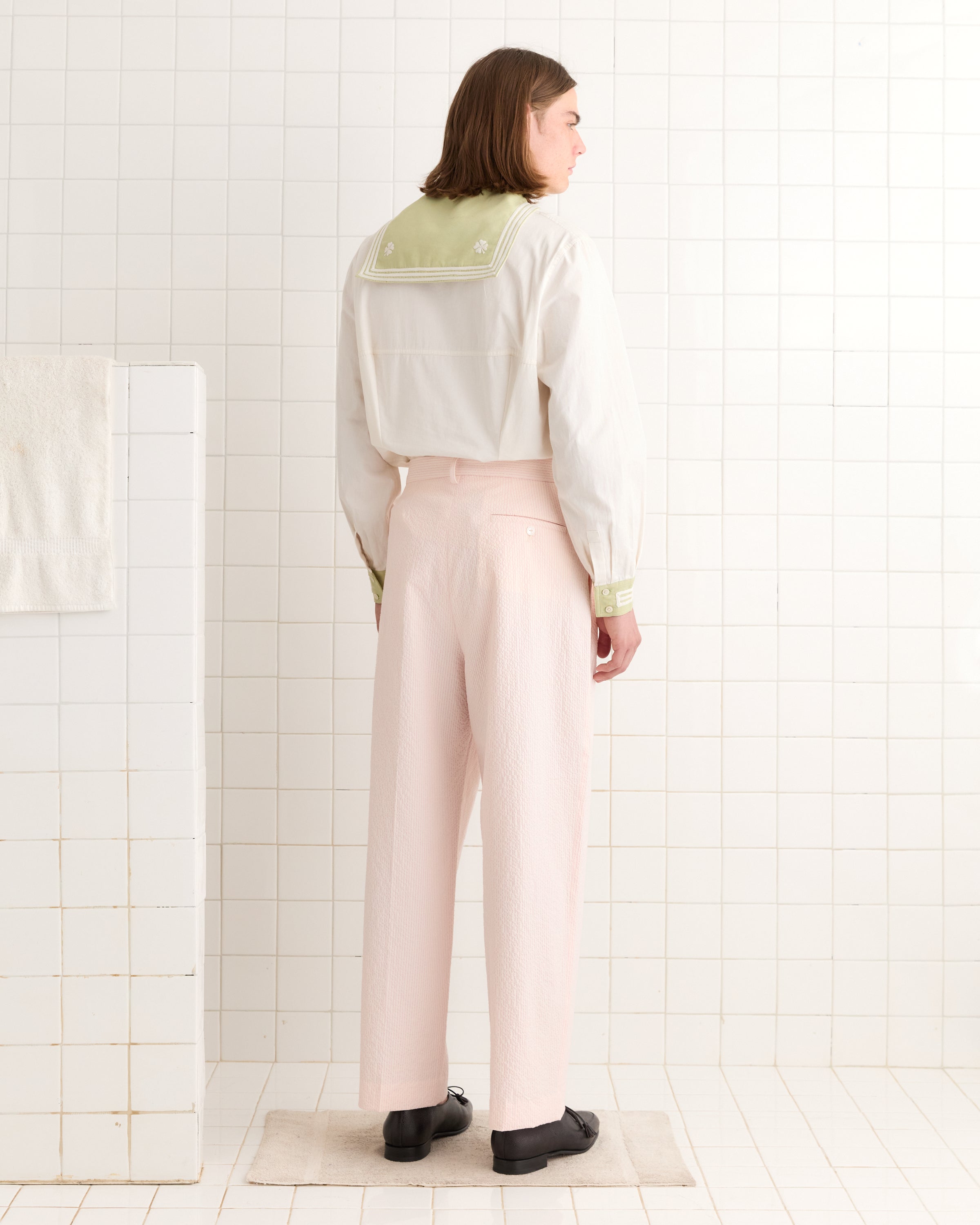 Club Stripe McNab Trousers - Pink/White | Modern Menswear by yycbvcnbmmnbm