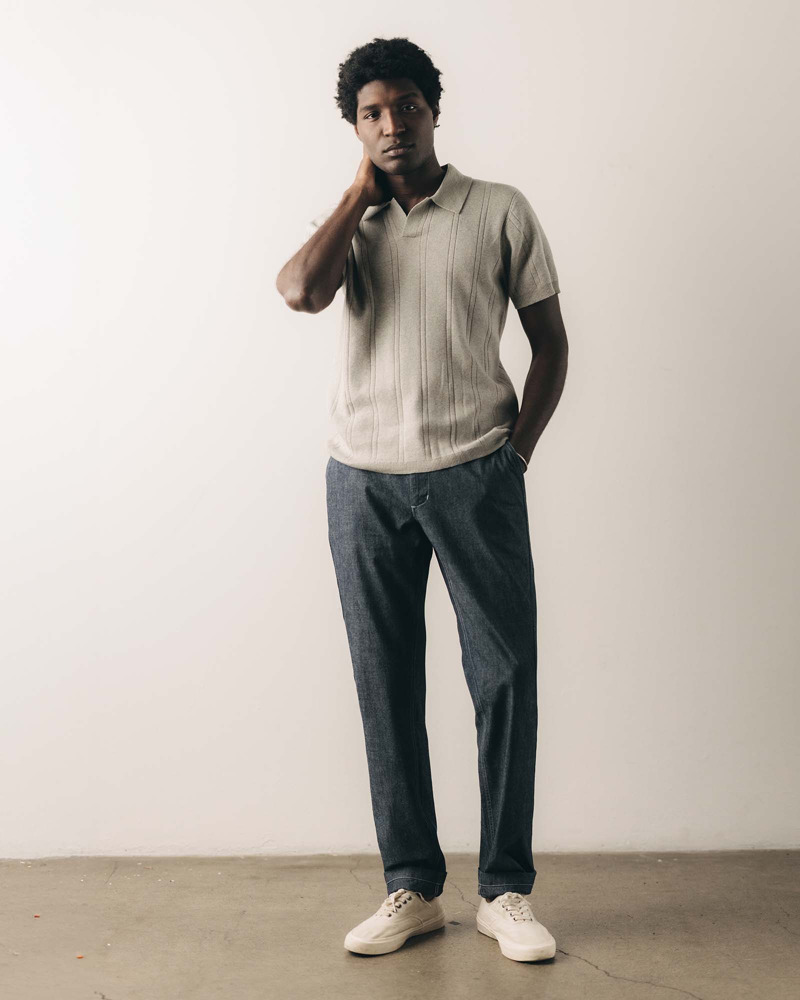 The Valencia Sweater Polo in Heather Grey Rib | Modern Menswear by yycbvcnbmmnbm