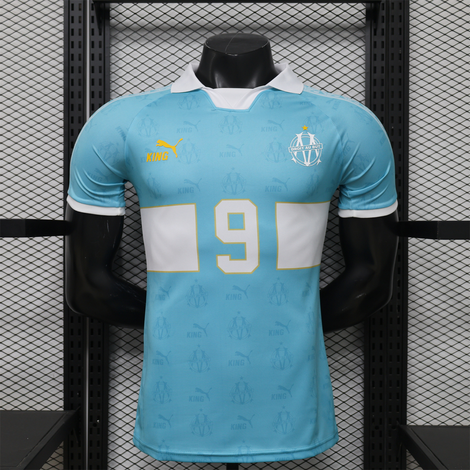 AlphaJersey-Marseille 25-26 Retro Style Blue Jersey -Player Version