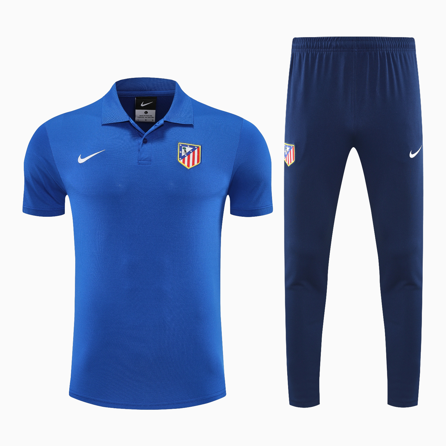 AlphaJersey-Atletico Madrid 25-26 POLO Short-Sleeve Training Set - Ocean Blue Top & Deep Blue Pants