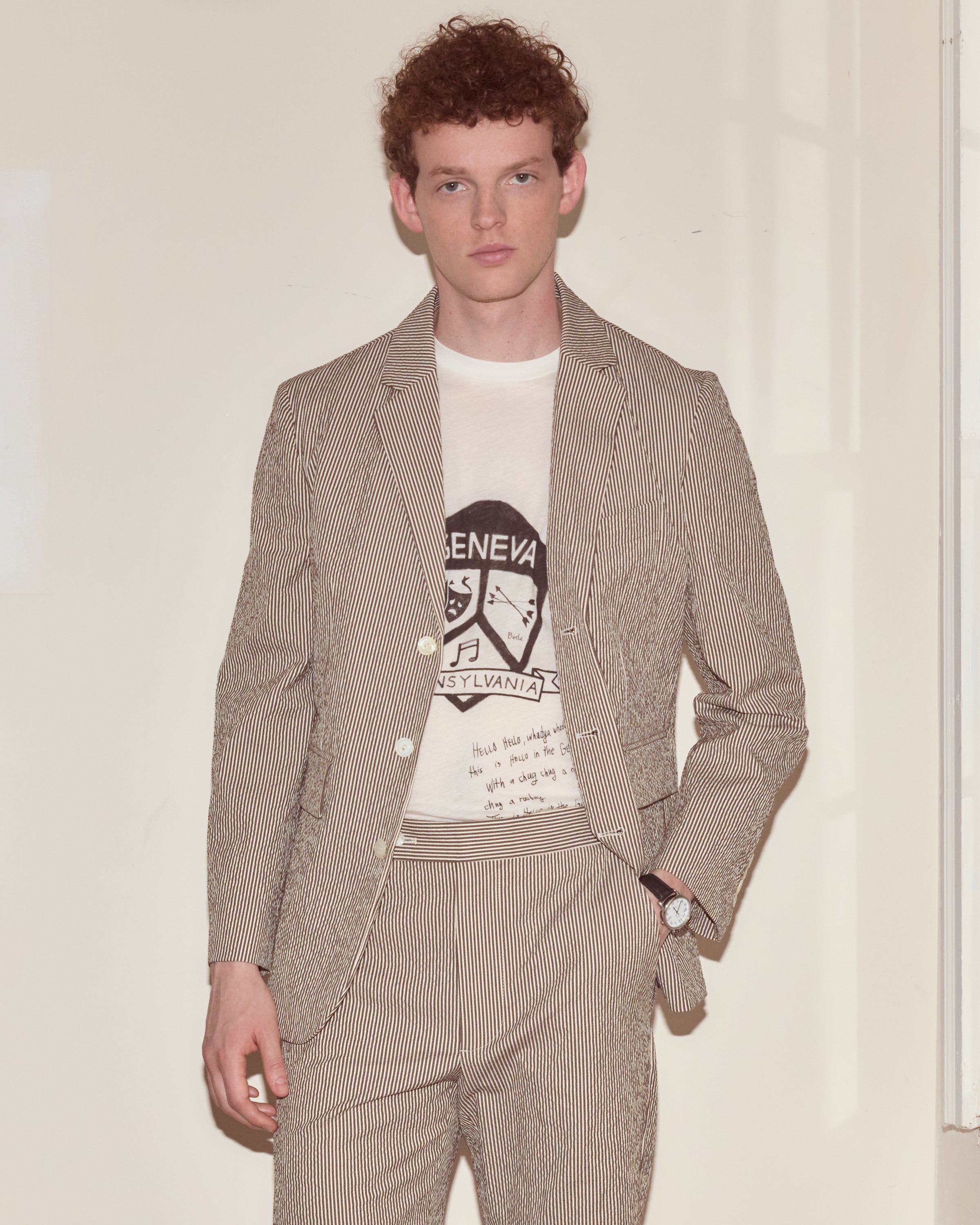 Seersucker Cafe Stripe Suit Jacket | Modern Menswear by yycbvcnbmmnbm