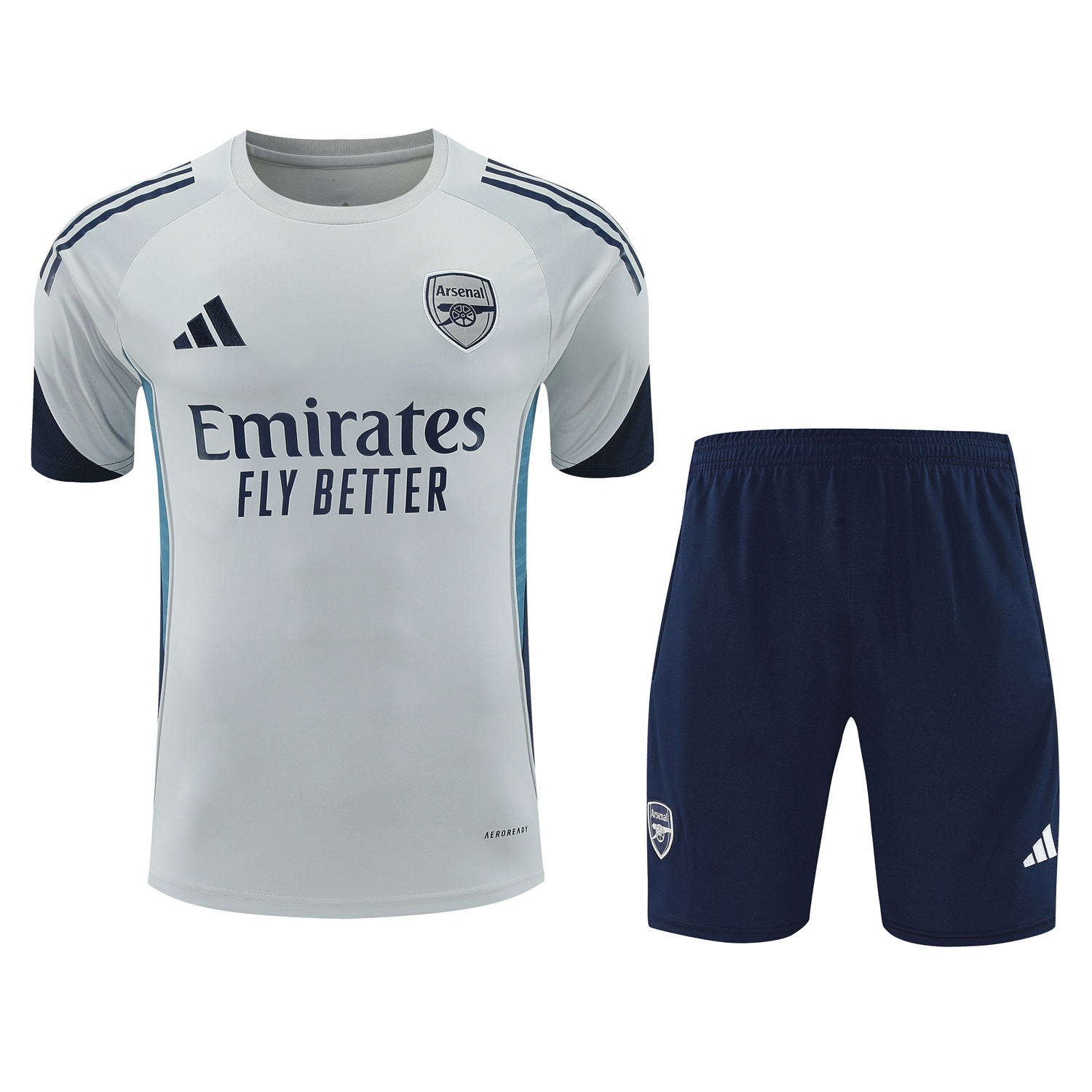 AlphaJersey-Arsenal 25-26 Short-Sleeve Training Set - Grey Top & Deep Blue Shorts