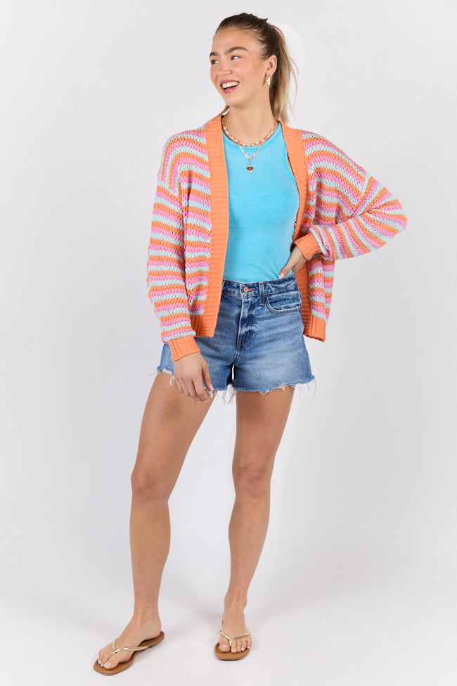 You're My Muse Pink, Orange, and Mint Multi Stripe Cardigan | Elegant Women's Fashion by coolavocek