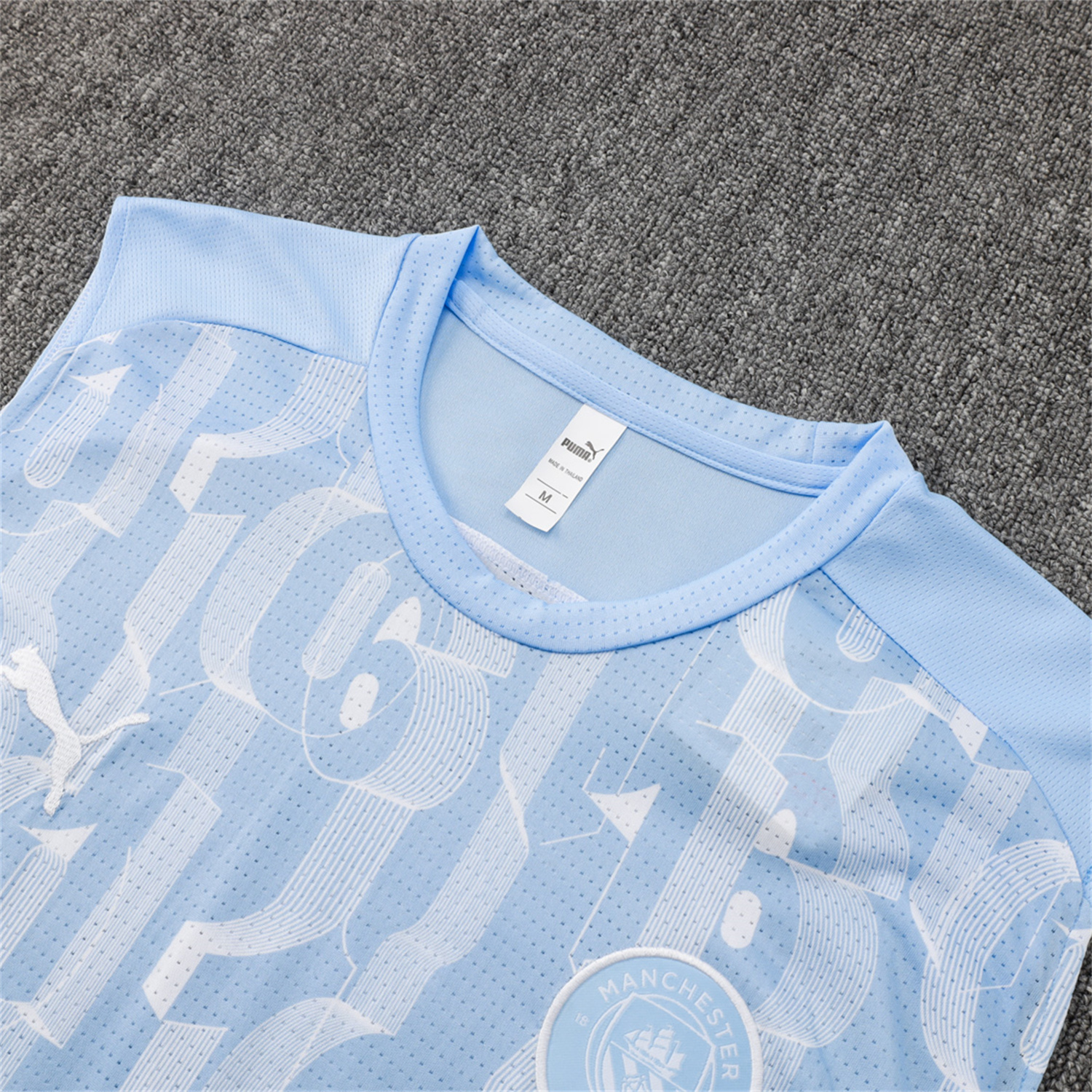 AlphaJersey-Manchester City 25-26 Vest Training Set - Sky Blue Vest and Deep Blue Shorts