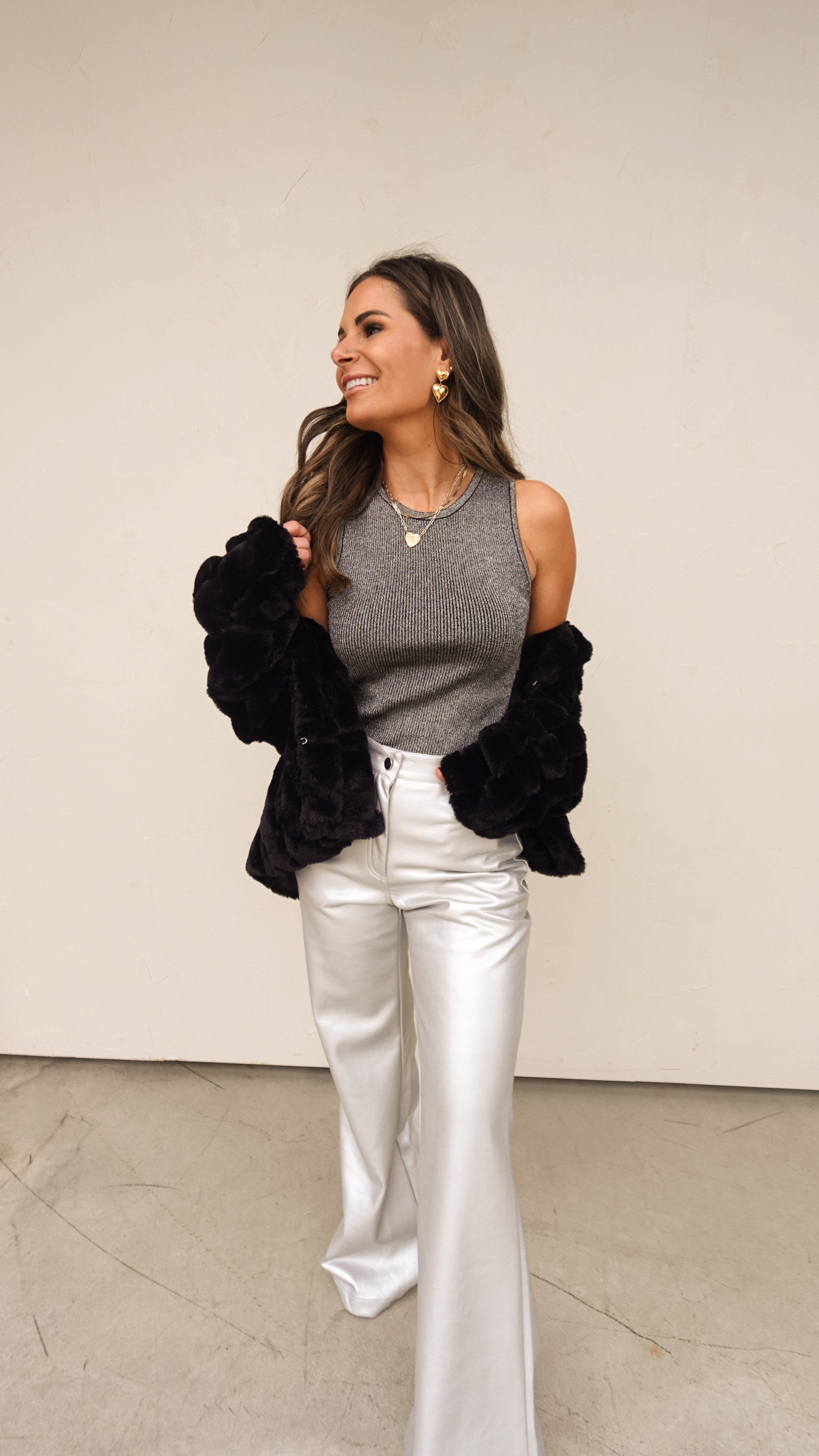 Silver Metallic Ribbed Bodysuit | Elegant Women's Fashion by coolavocek