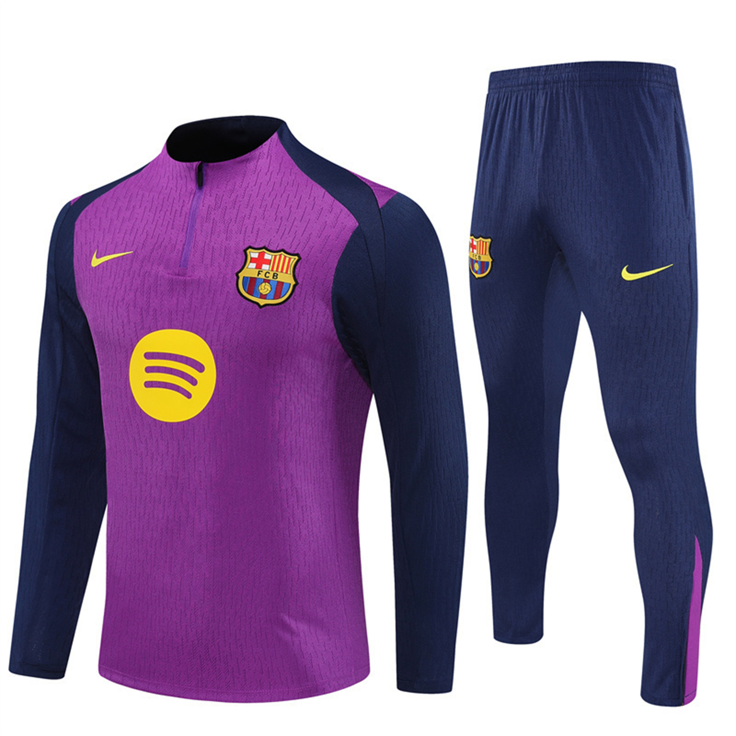 AlphaJersey-Barcelona 25-26 Long Sleeve Training Set - Purple Top & Deep Blue Pants