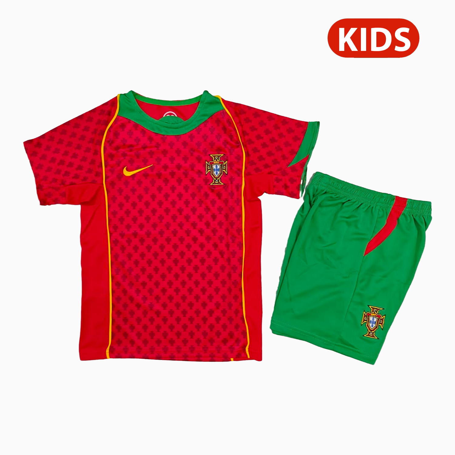AlphaJersey-Retro Portugal 2004 Home Kids Kit