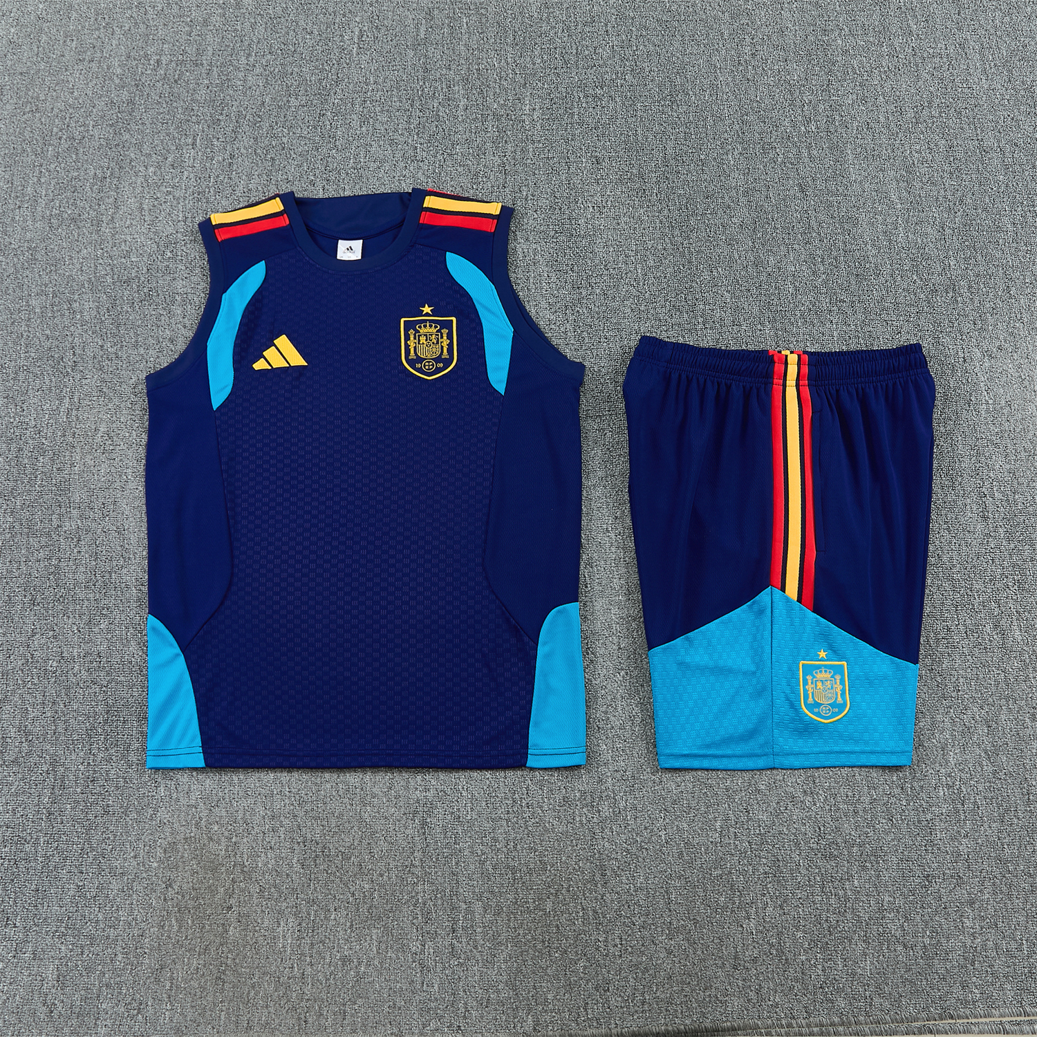 AlphaJersey-Spain 2026 Vest Training Set - Dark Blue Vest and Shorts