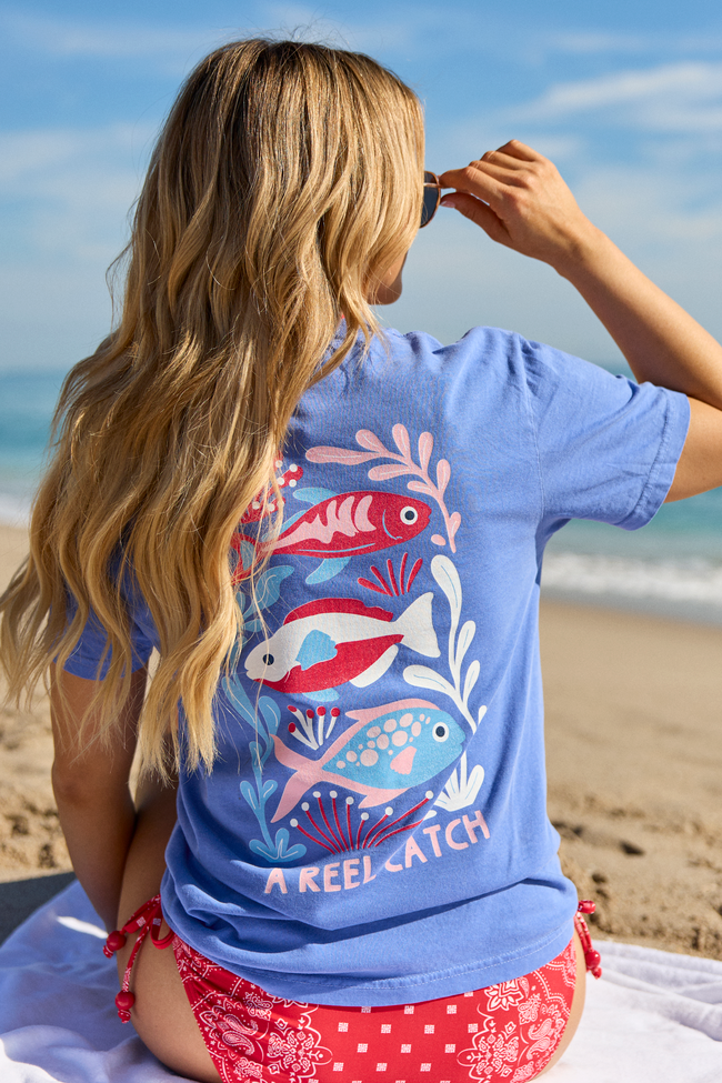 A Reel Catch Blue Graphic Tee | Elegant Women's Fashion by coolavocek