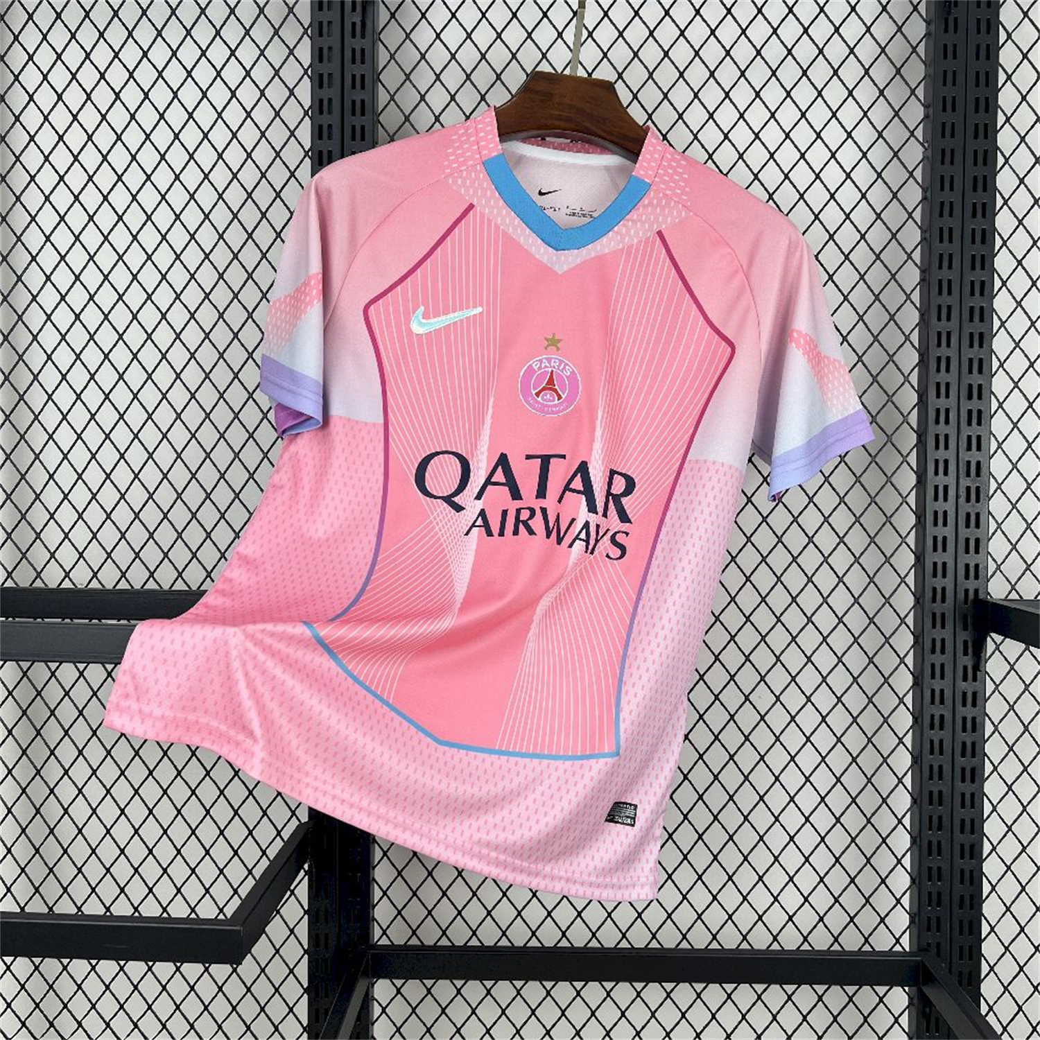 AlphaJersey-Paris Saint-Germain PSG 25-26 T90 White Lines Pink Gradient Special Jersey - Fans Version