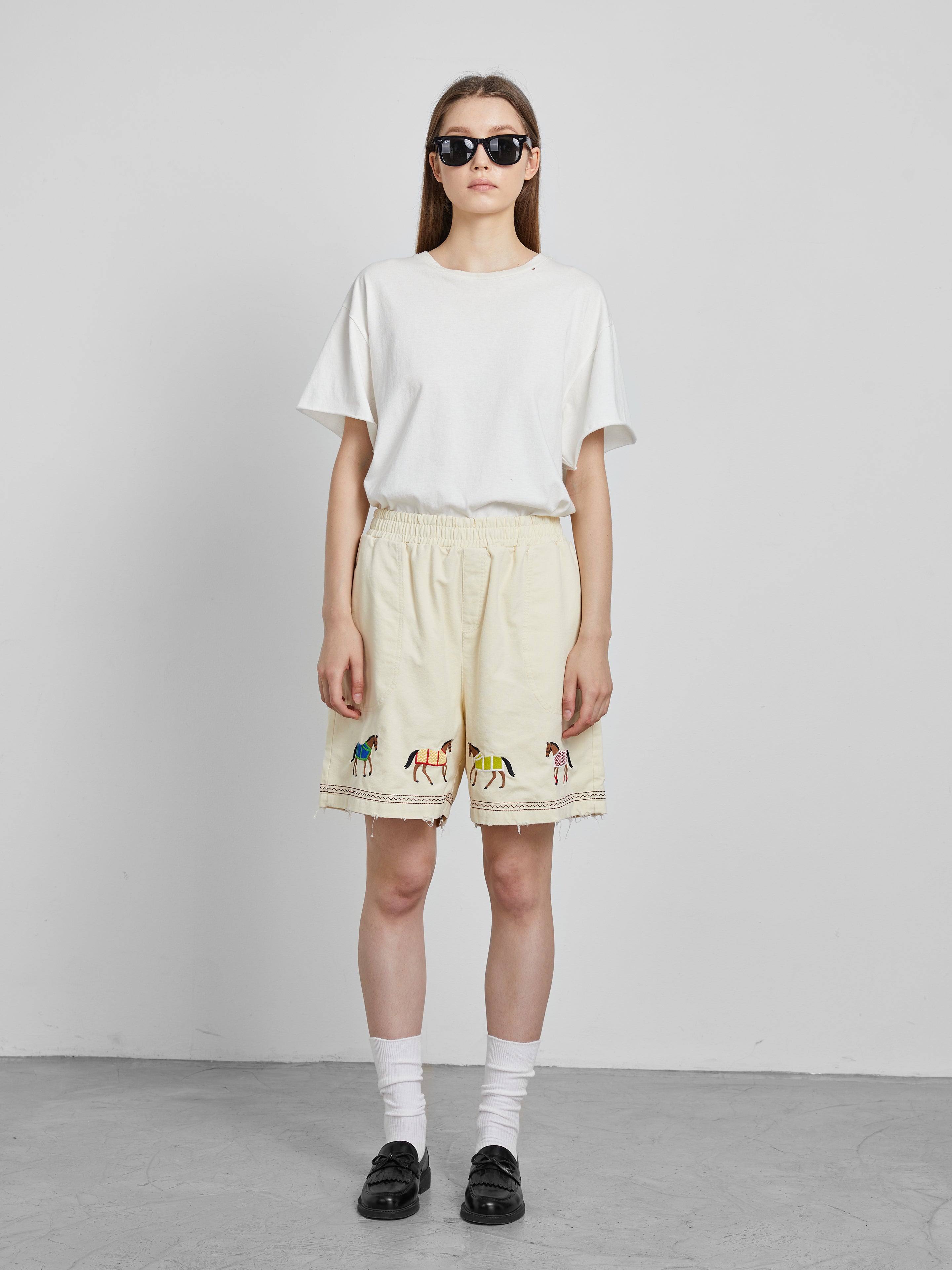 Embroidered Horse Shorts | Modern Menswear by yycbvcnbmmnbm