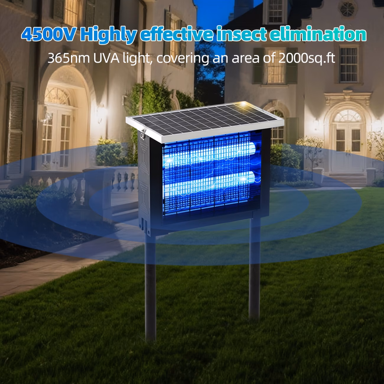 powerful large solar bug zapper outdoor for 2000sq ft poartable rechargeable mosquito zapper with high powered cordless solar fly zapper for patio garden backyard rv camping pond pest control Product details 3
