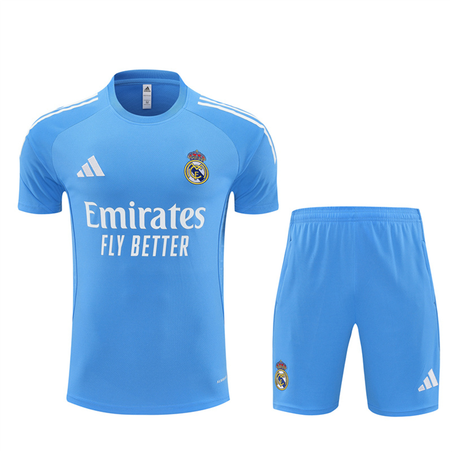 AlphaJersey-Real Madrid 25-26 Short-Sleeve Training Set - Sky Blue Top and Sky Blue Shorts