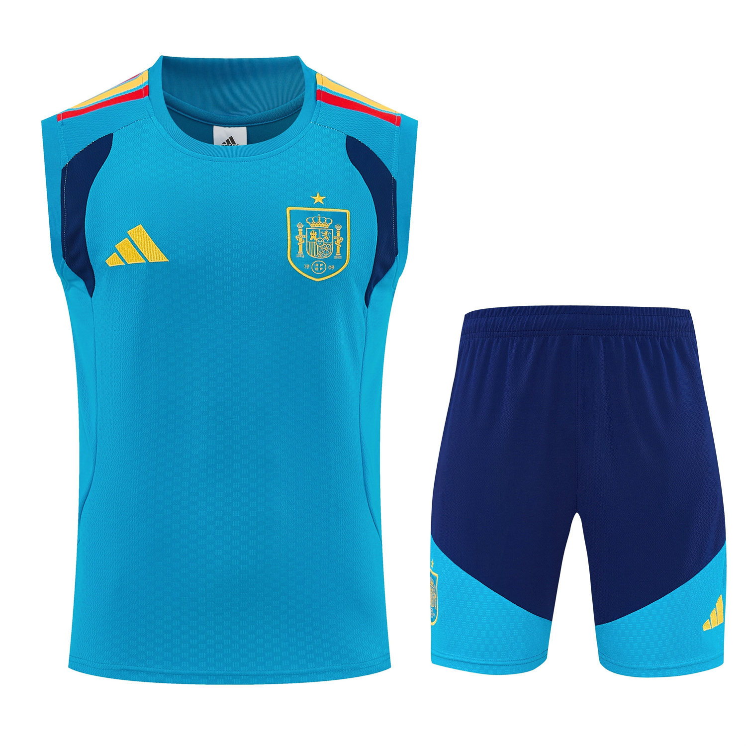 AlphaJersey-Spain 2026 Vest Training Set - Lake Blue Vest and Dark Blue Shorts