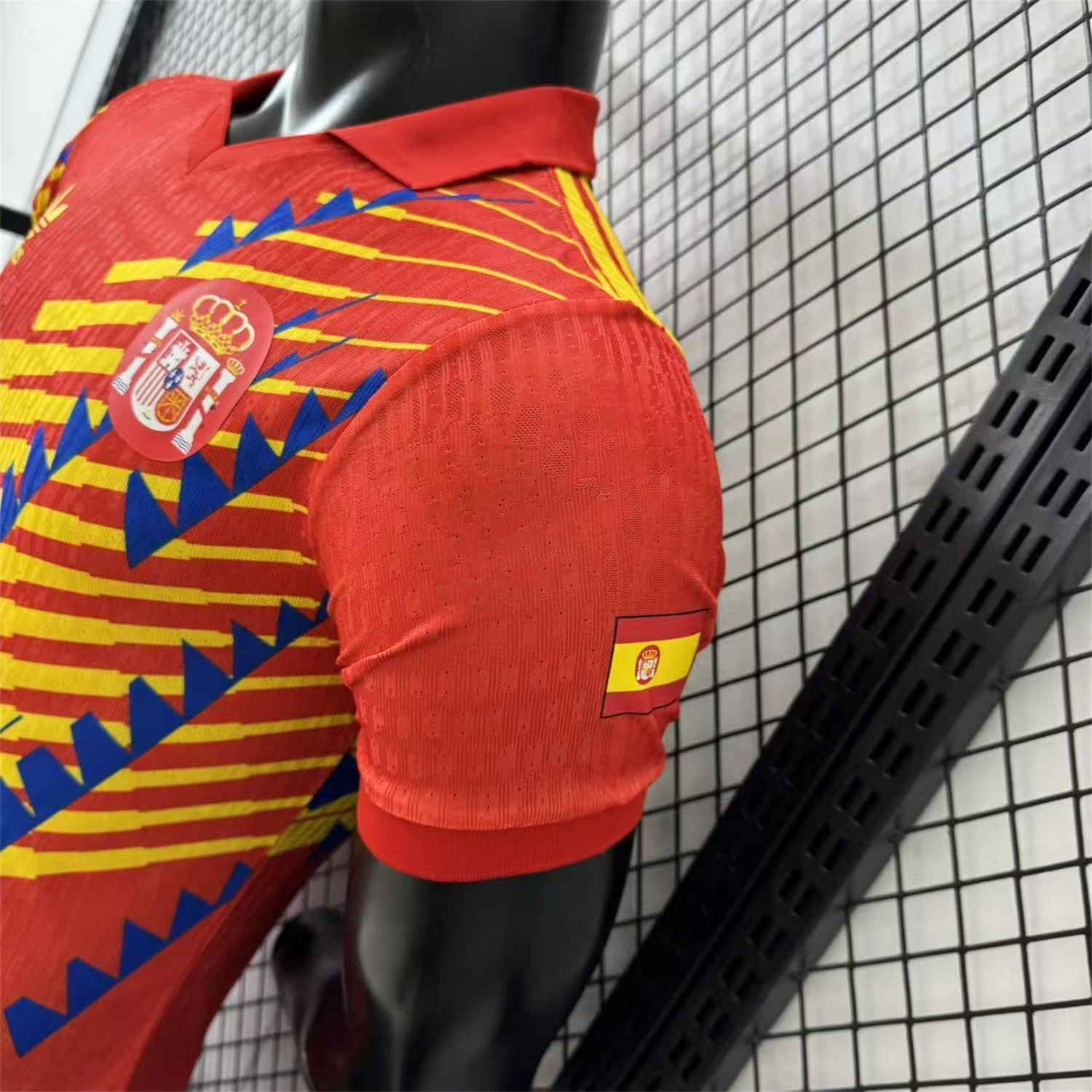 AlphaJersey-Spain 2026 Blue-Yellow Stripes Red Special Jersey - Player Version