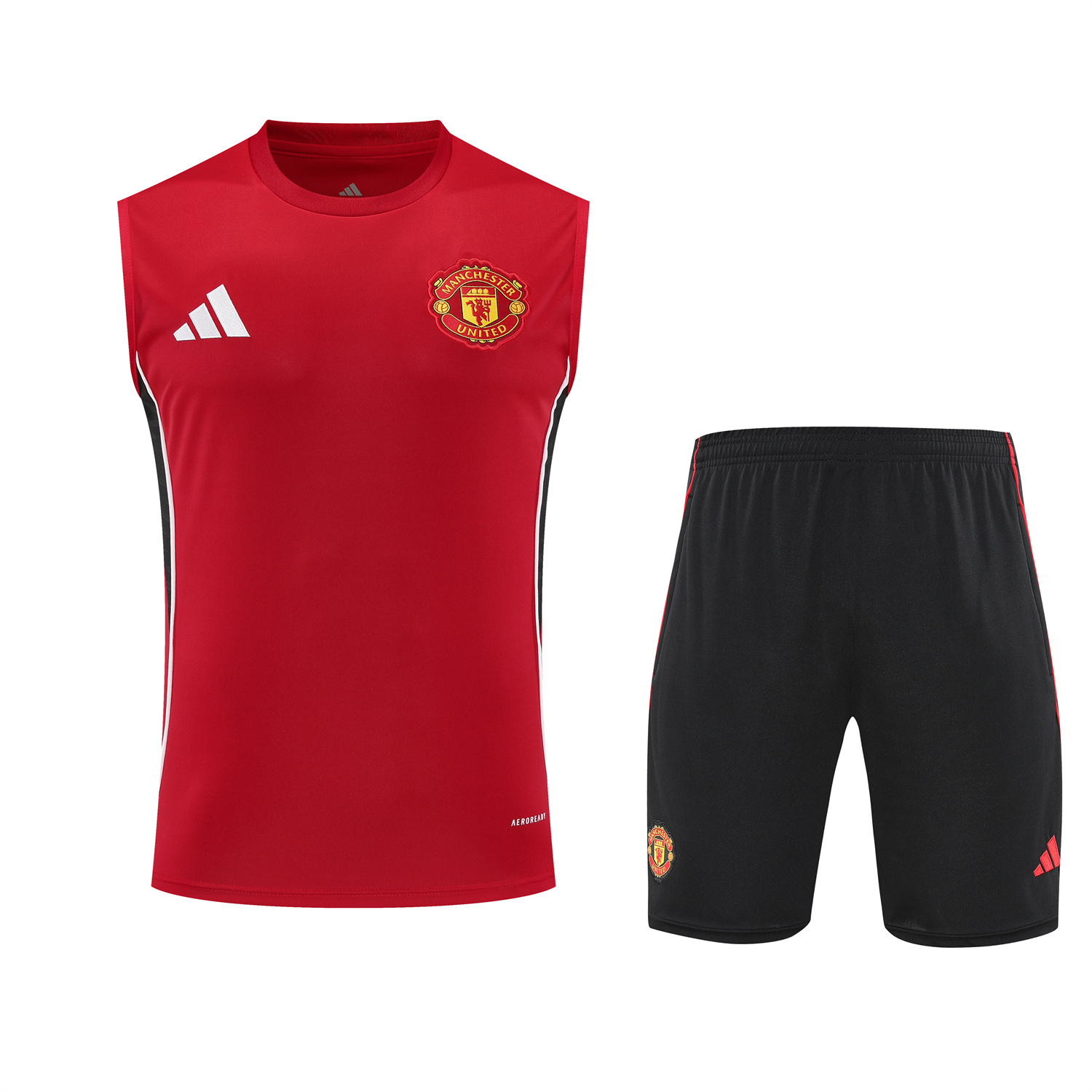 AlphaJersey-Manchester United 25-26 Vest Training Set - Pure Red Vest & Black Shorts