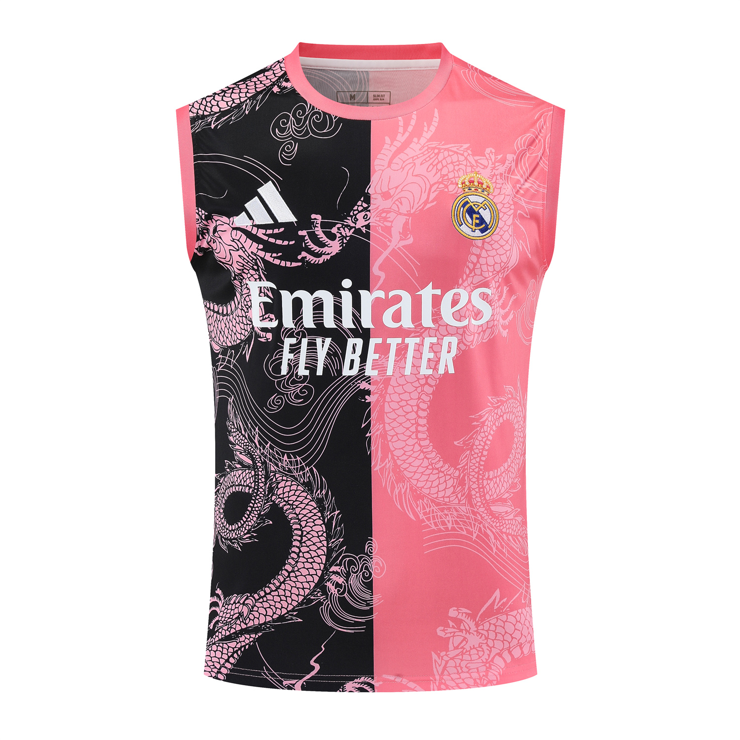 AlphaJersey-Real Madrid 25-26 Vest Training Set - Pink-Black Dragon Vest & Black-White Shorts