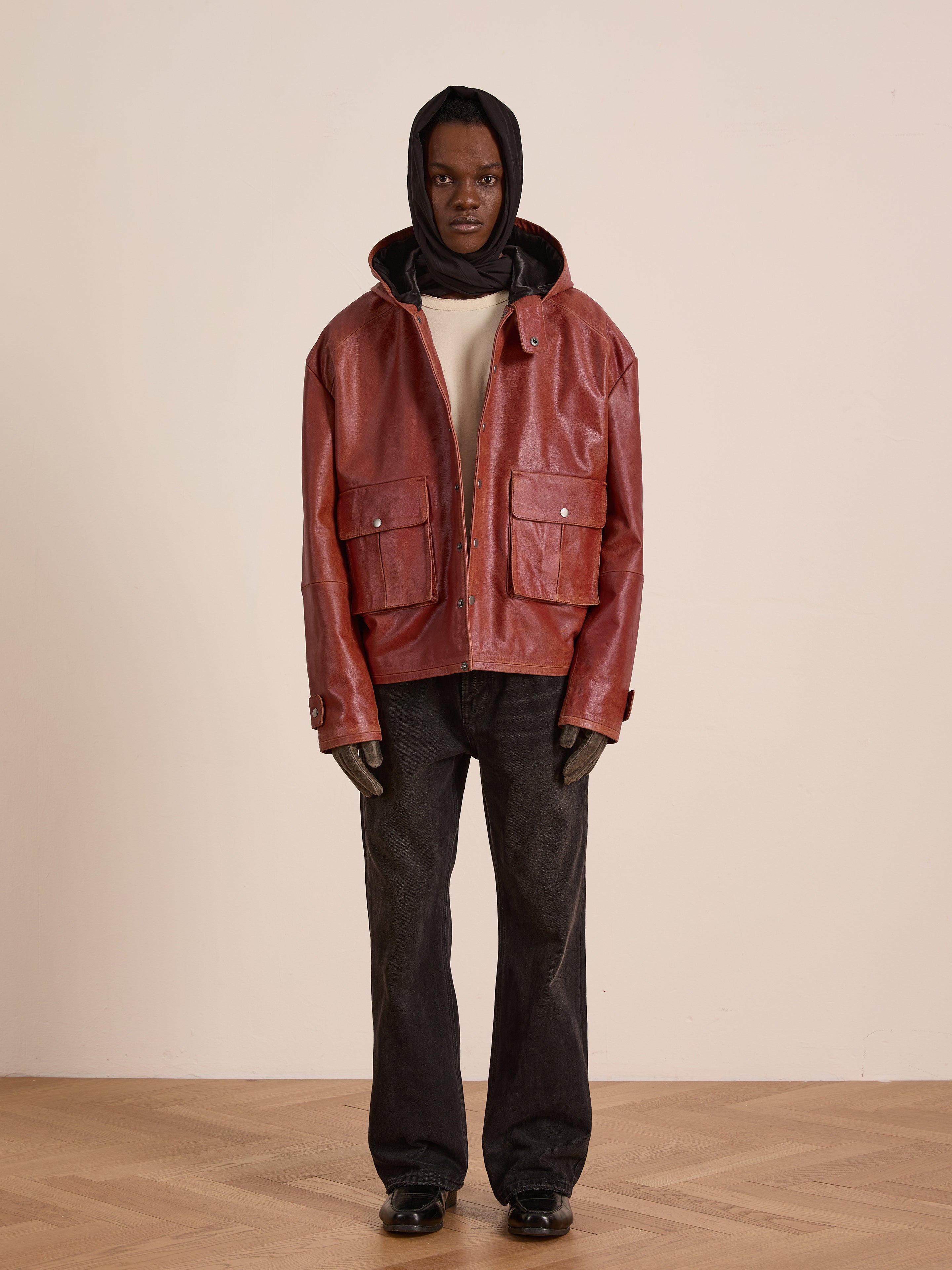 Distressed Leather Pocket Hoodie | Modern Menswear by yycbvcnbmmnbm