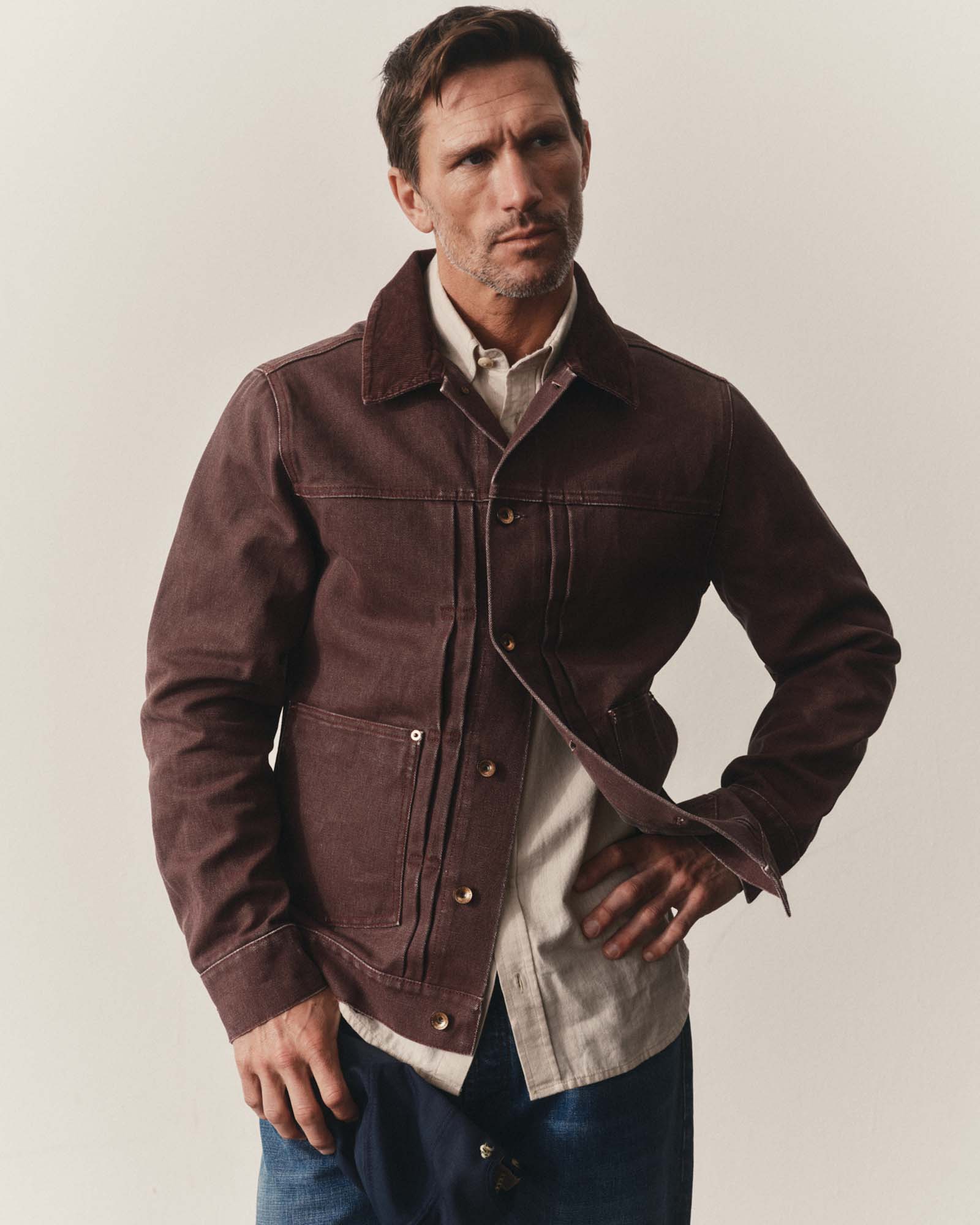 The Ryder Jacket in Burgundy Chipped Canvas | Modern Menswear by yycbvcnbmmnbm