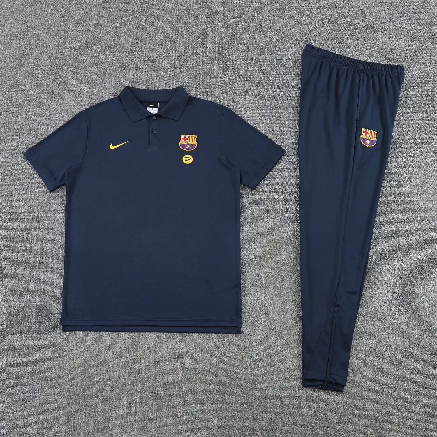 AlphaJersey-Barcelona 25-26 POLO Short-Sleeve Training Set - Dark Blue Top and Pants