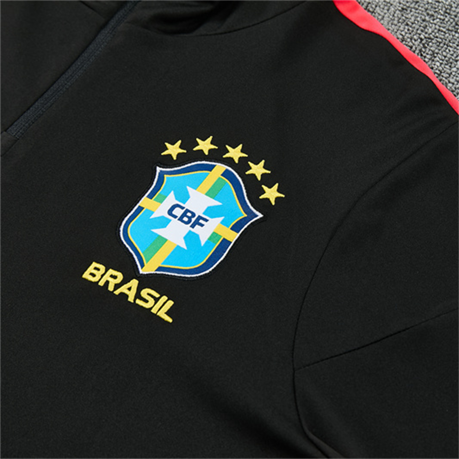 AlphaJersey-Brazil X JD 2026 Kids Long Sleeves Training Set - Black Top And Black Orange Pants