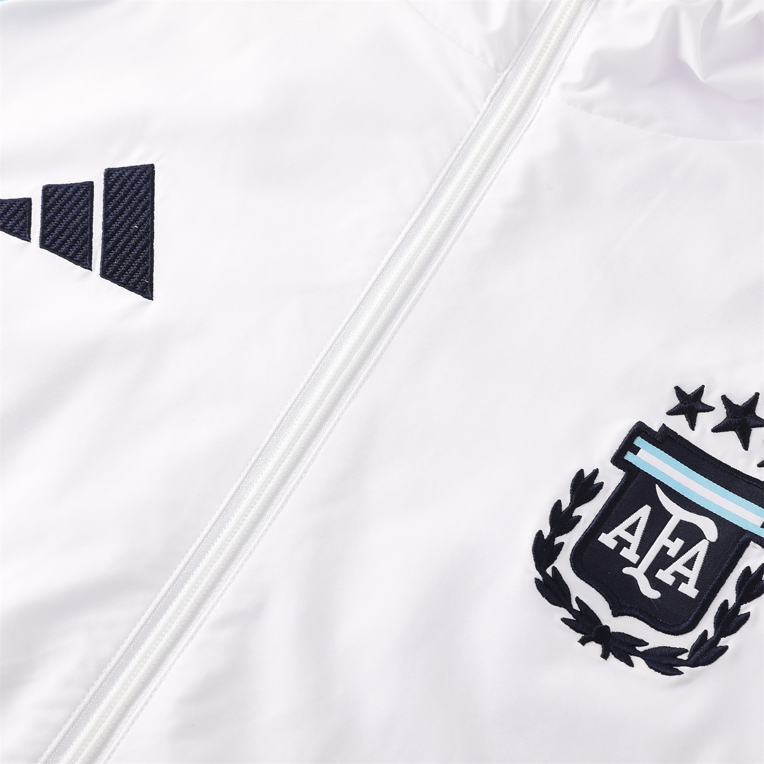 AlphaJersey-Argentina 2026 Hooded Windbreaker Training Set - White Top & Dark Blue Pants