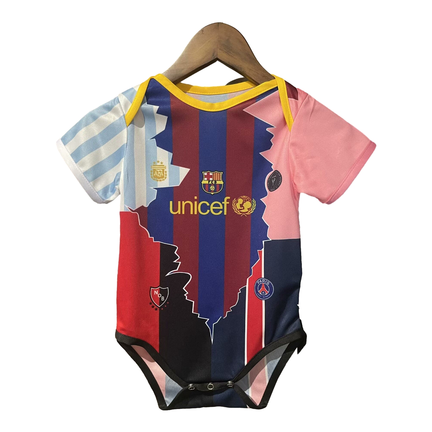 AlphaJersey-Messi Career Commemorative Baby Crawling Suit - Argentina Barcelona INT M.A.M Paris Saint-Germain PSG