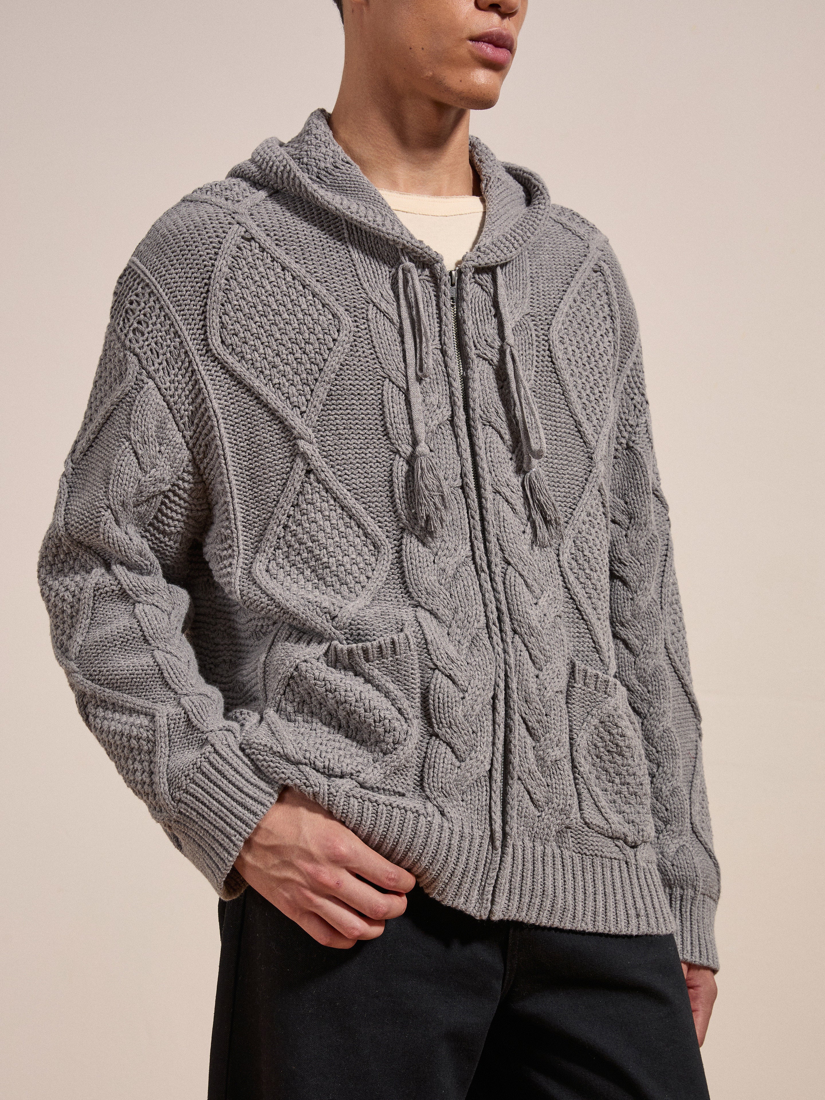 Zip Up Cable Knit Hoodie | Modern Menswear by yycbvcnbmmnbm