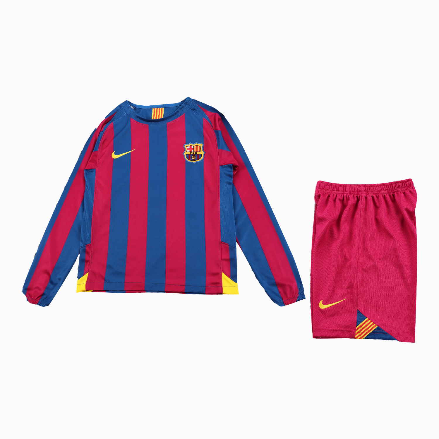 AlphaJersey-Retro Barcelona 2005-06 Home Long Sleeve Kids Kit