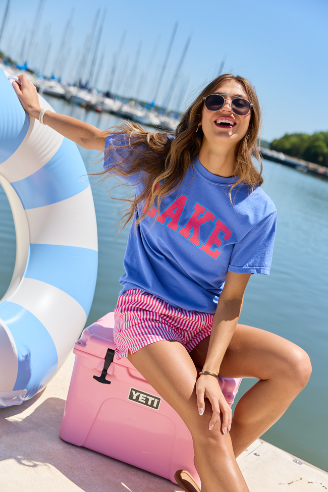 Lake Block Blue Graphic Tee | Elegant Women's Fashion by coolavocek