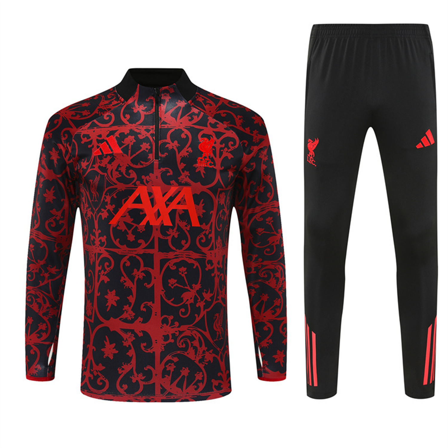 AlphaJersey-Liver.pool 25-26 Kids Long Sleeve Training Set - Red Camouflage Top & Blsck Pants