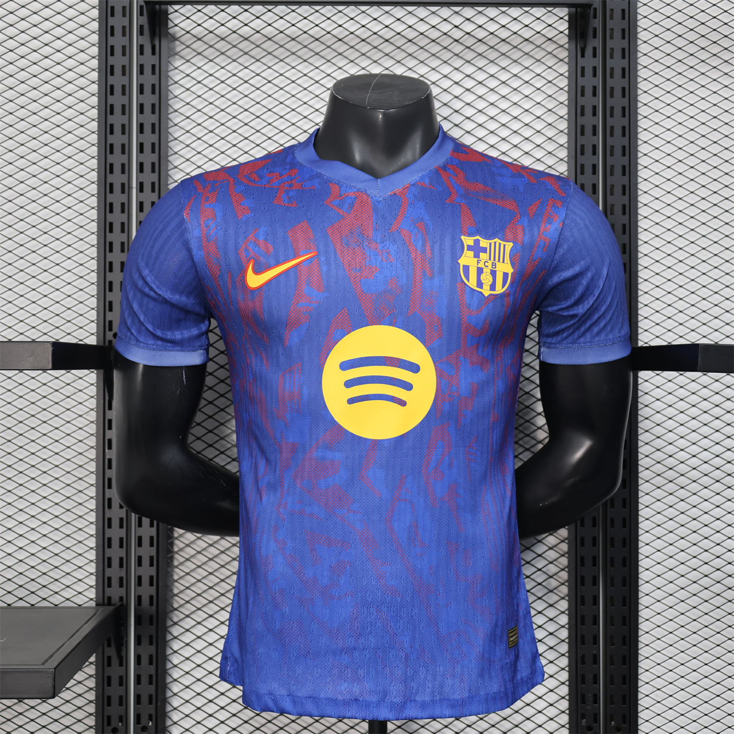 AlphaJersey-Barcelona 25-26 Blue Gradient and Red Shaped Pattern Pattern Jersey - Player Version