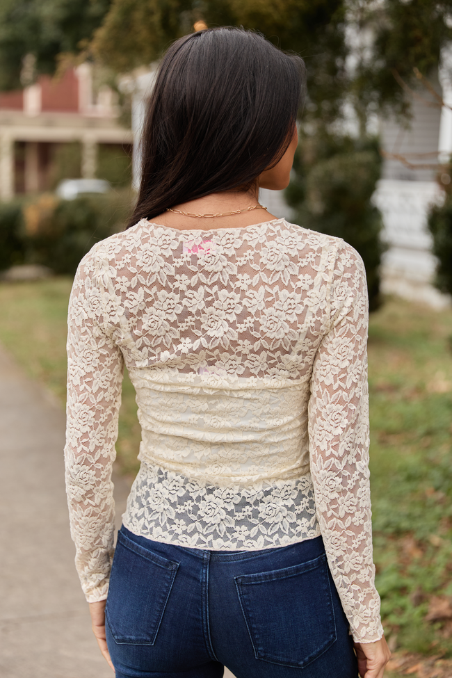 Morgan Ivory Lace Mesh Top | Elegant Women's Fashion by coolavocek