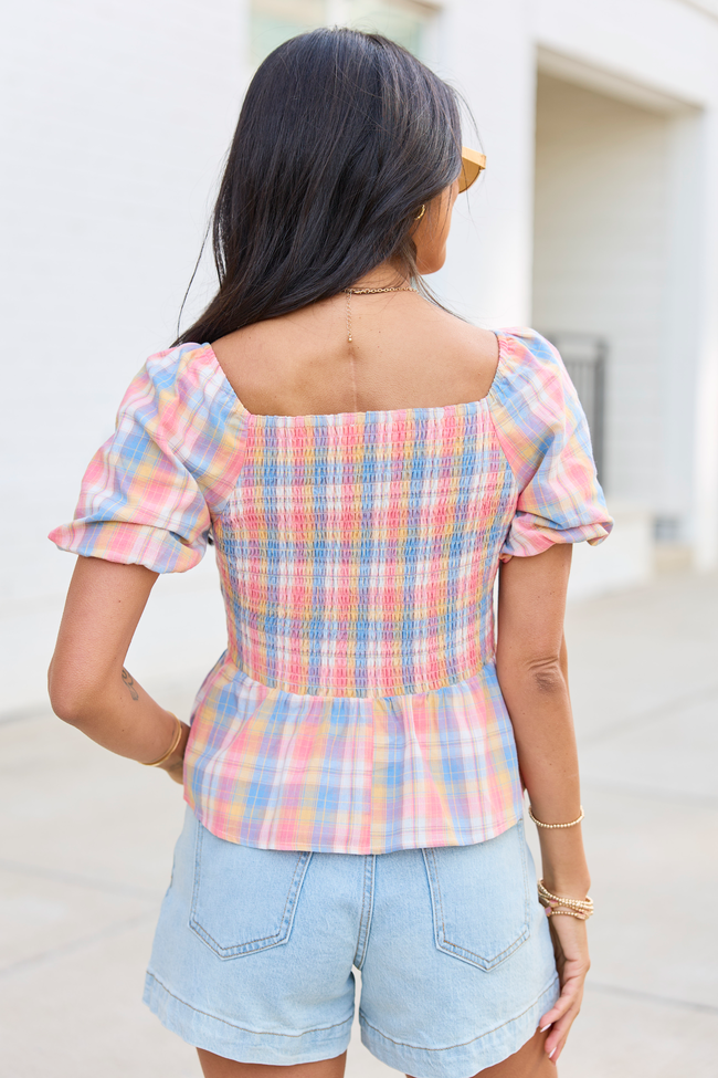 Remington Pink Plaid Twist Bust Top | Elegant Women's Fashion by coolavocek