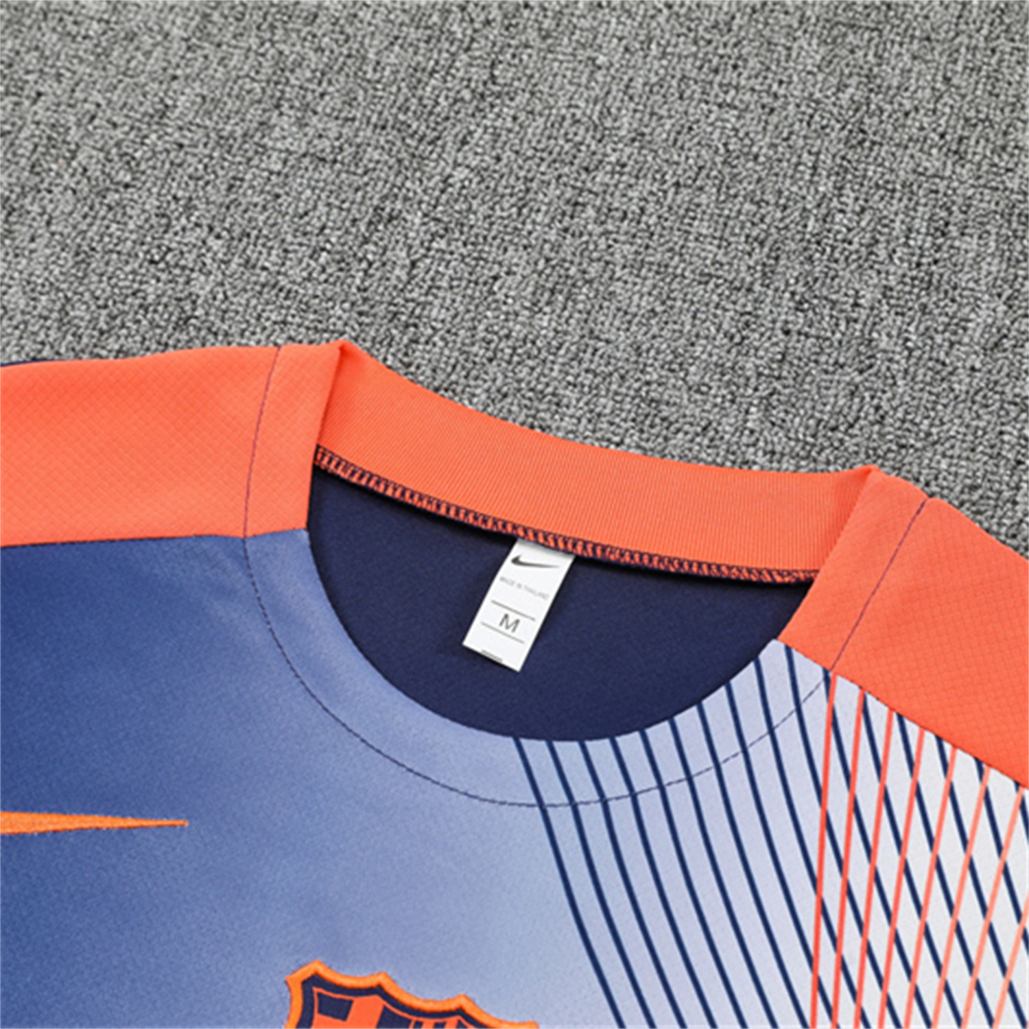 AlphaJersey-Barcelona 25-26 Short-Sleeve Training Set - Red Blue Line Top & Blue Shorts