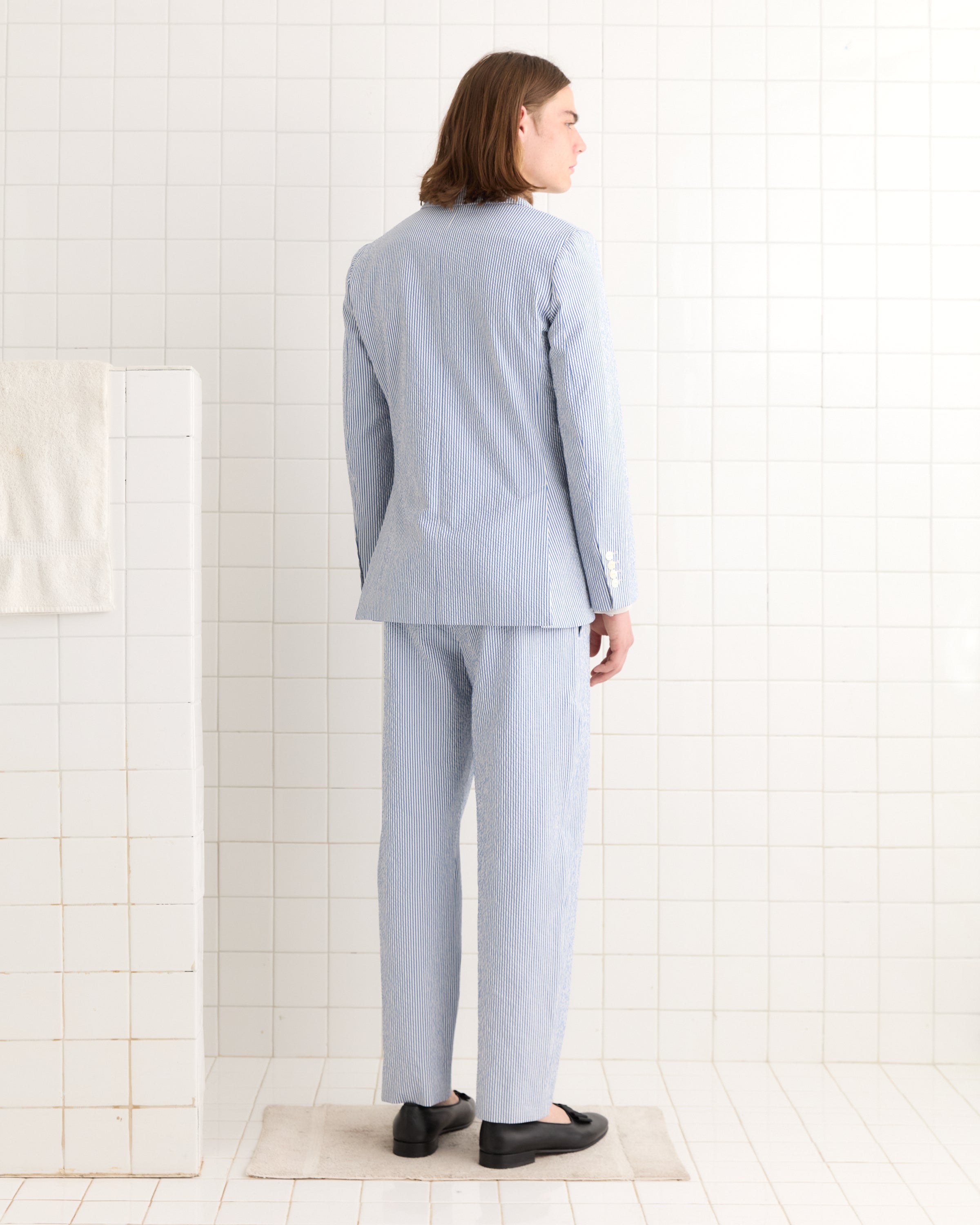 Club Stripe Single-Breasted Suit Jacket - Blue/White | Modern Menswear by yycbvcnbmmnbm