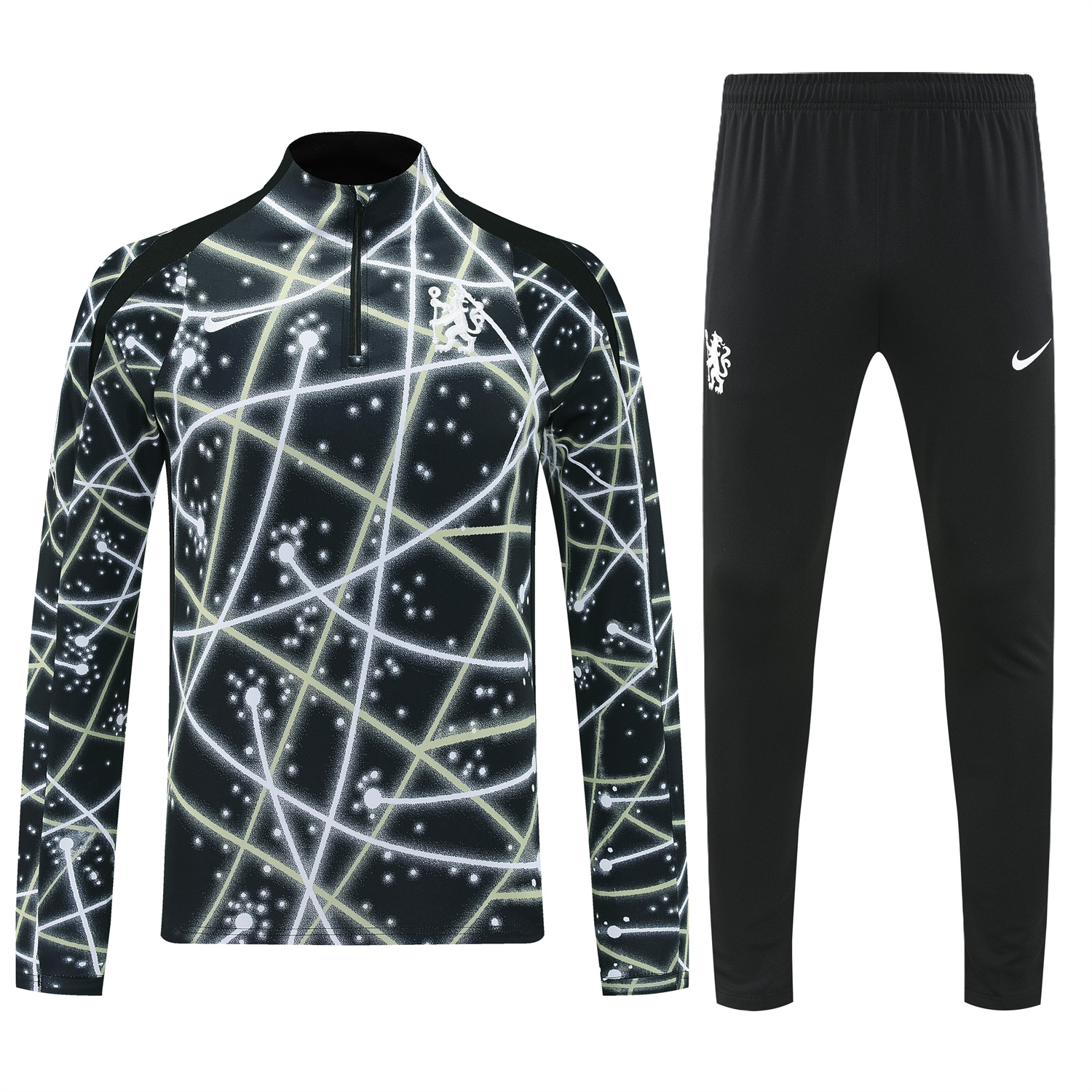 AlphaJersey-C.H.E.L.S.E.A 25-26 Meteor Pattern Long Sleeve Training Set - Player Version - Starry Sky Top and Black Pants