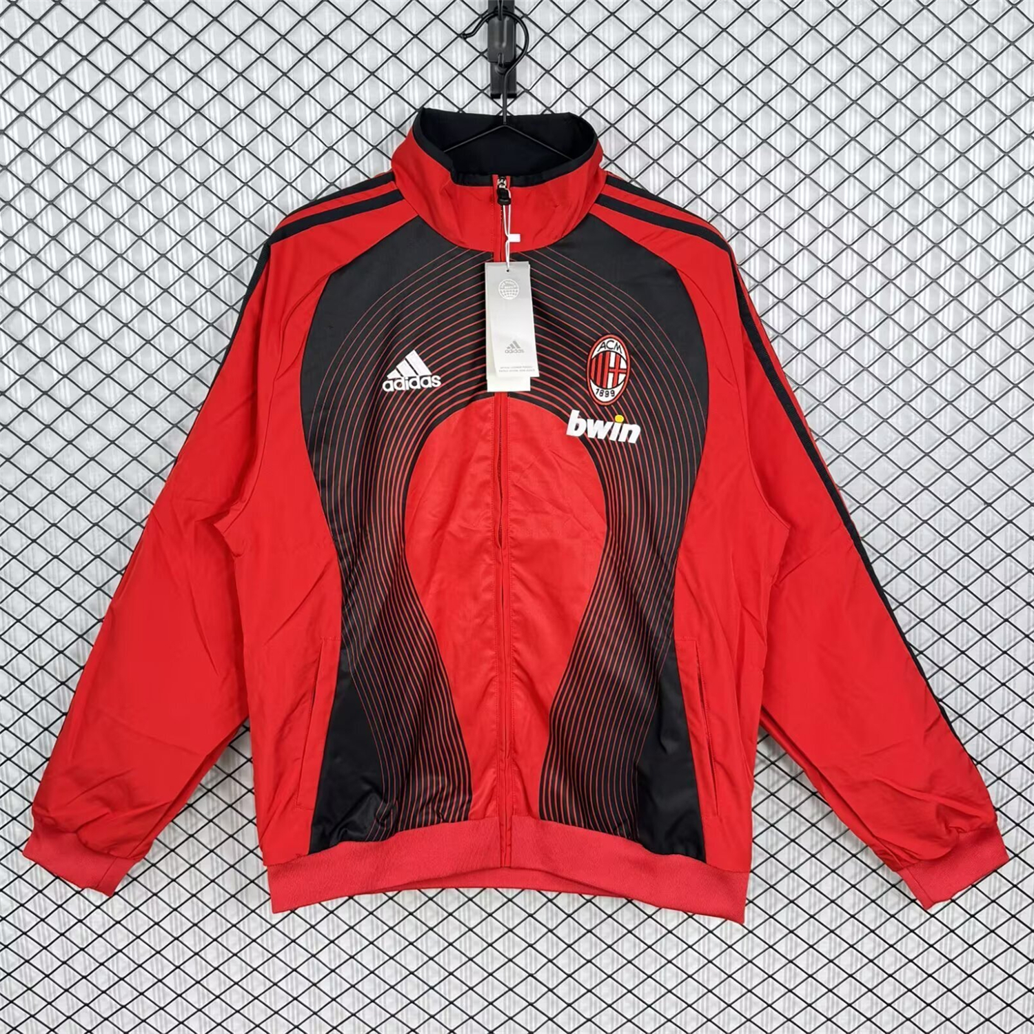 AlphaJersey-Retro AC Milan 2006-07 Home Windbreaker Jacket - Red With Black