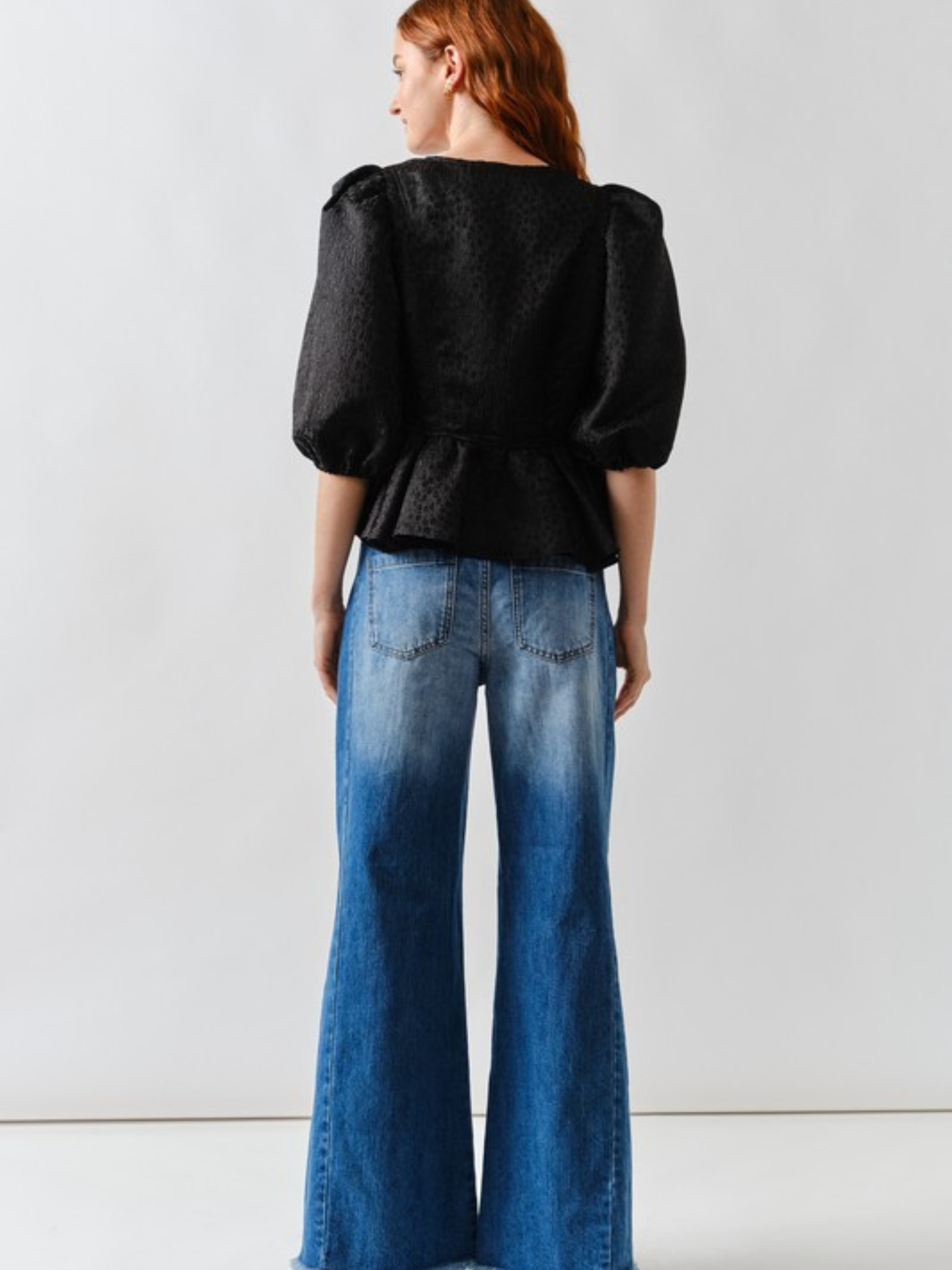 Puff Bow Button Top | Elegant Women's Fashion by coolavocek