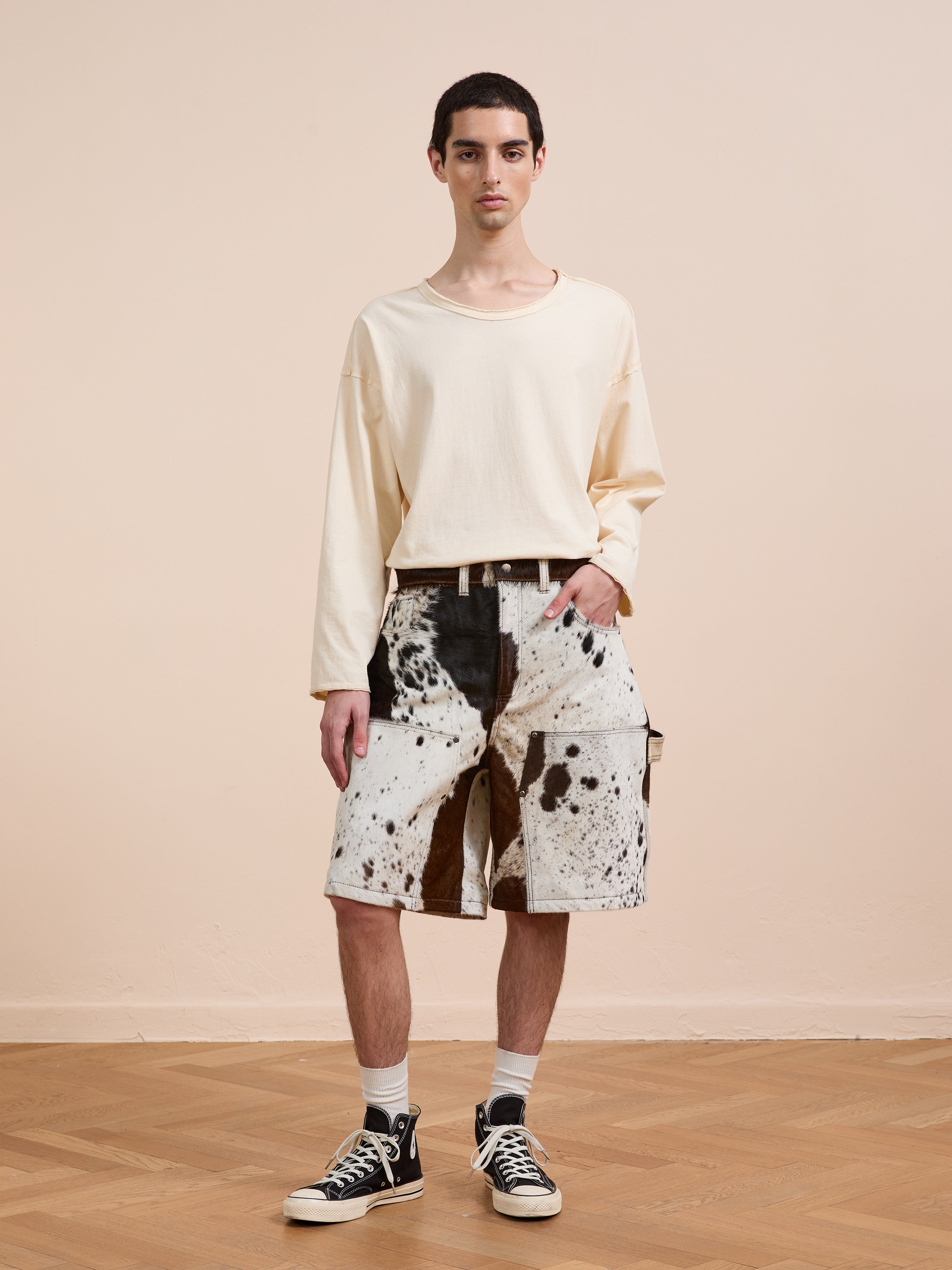 Cowhide Prairie Carpenter Shorts | Modern Menswear by yycbvcnbmmnbm