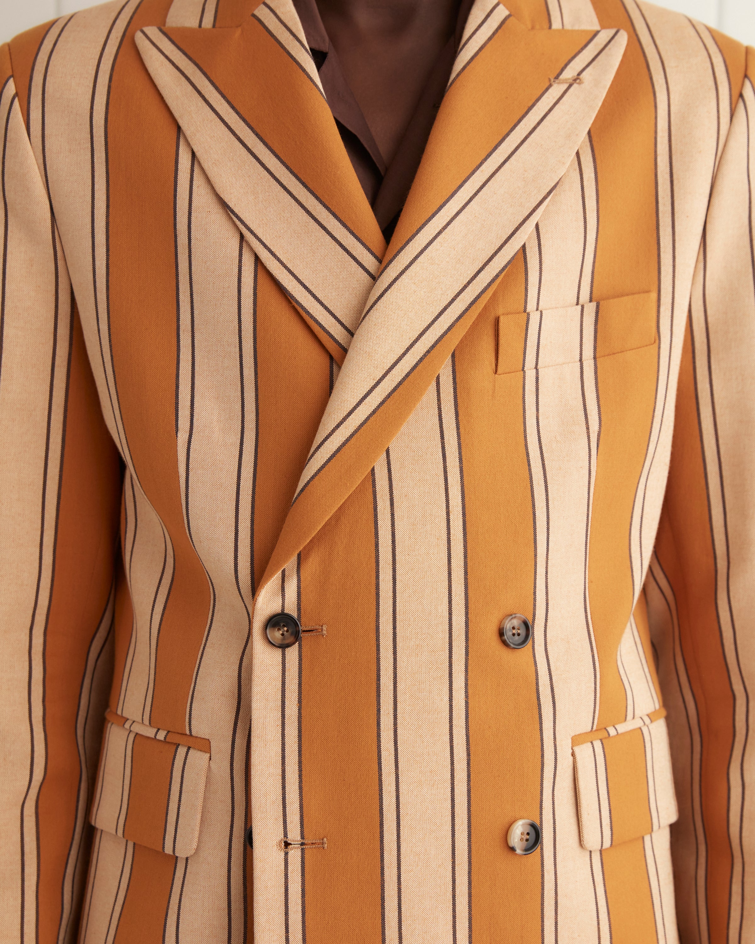 Awning Stripe Double-Breasted Suit Jacket | Modern Menswear by yycbvcnbmmnbm