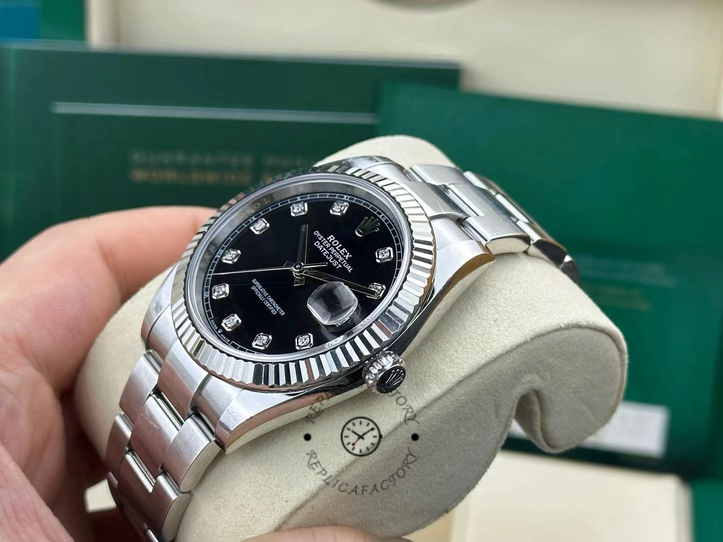 Rolex Datejust 41 Fluted Bezel Black Diamond Dial m126334 0011