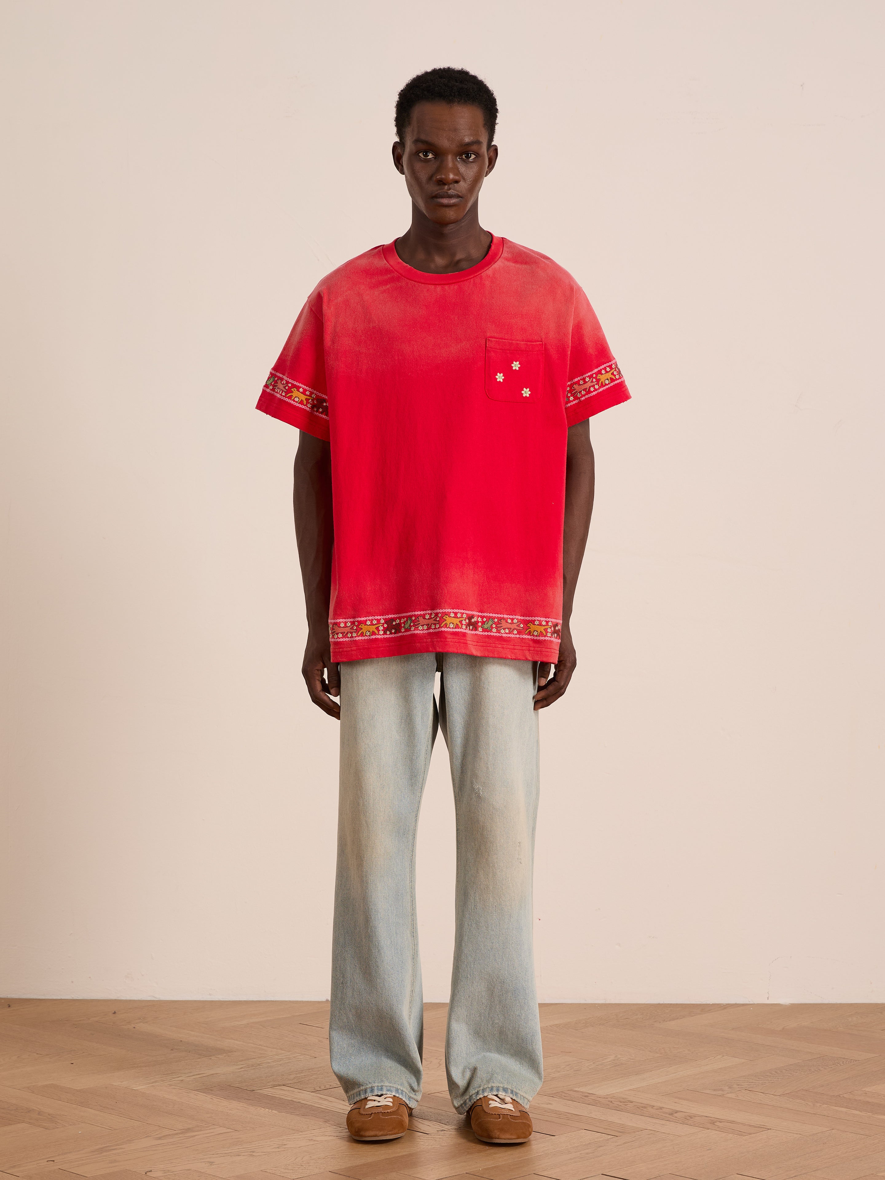 Horse Motif Embroidered Tee | Modern Menswear by yycbvcnbmmnbm