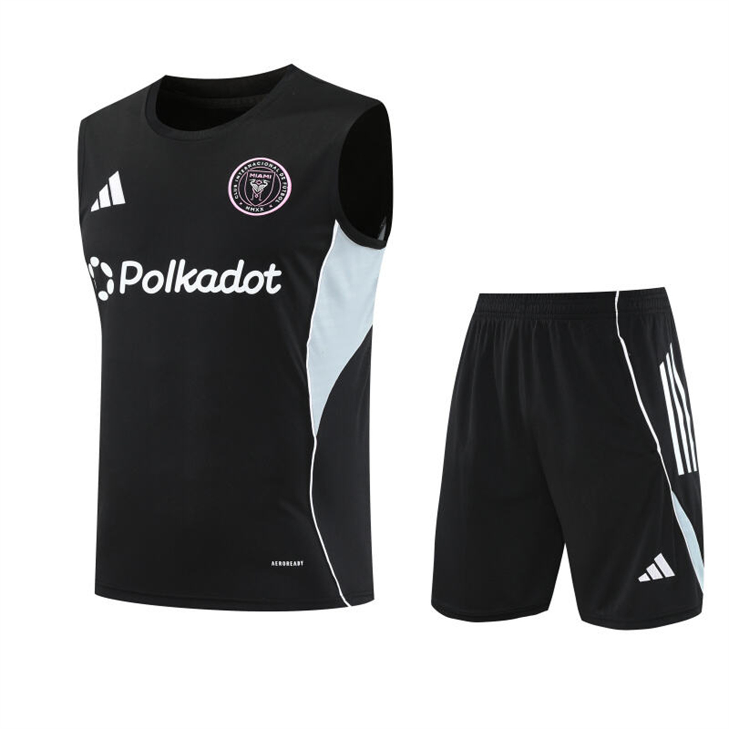 AlphaJersey-INT M.A.M 25-26 Vest Training Set - Black And Light Grey Vest & Black Shorts