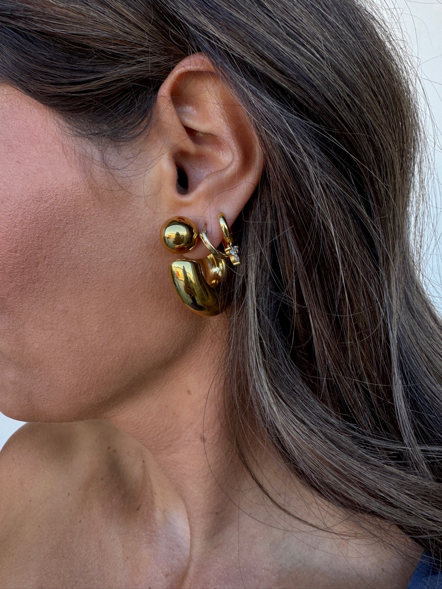 Gold Reversible Hoop Earrings | Elegant Women's Fashion by coolavocek